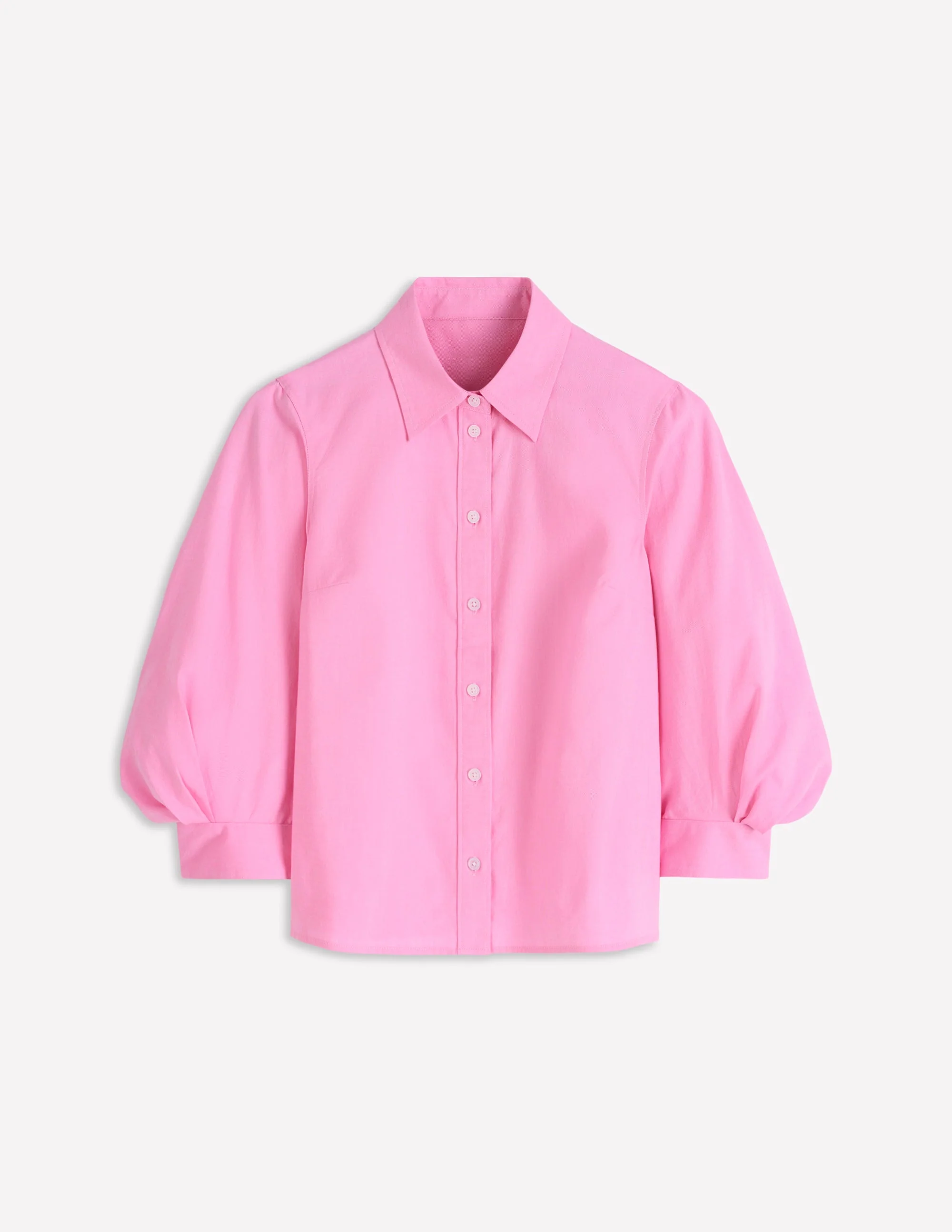 Puff Sleeve Oxford Shirt-Pink - Image 6