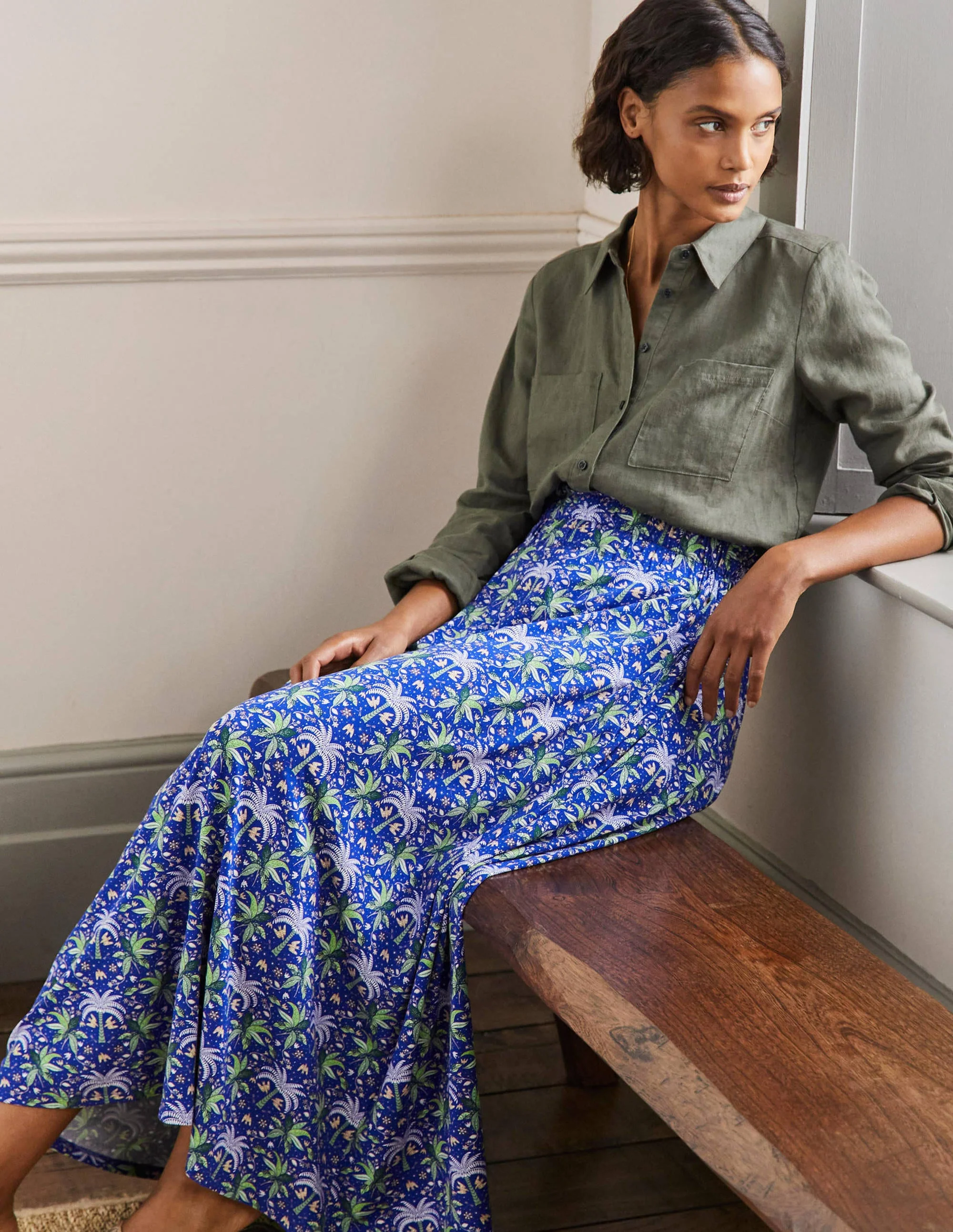Pull On Jersey Maxi-Atlantic Ocean, Oriental Palm - Image 5