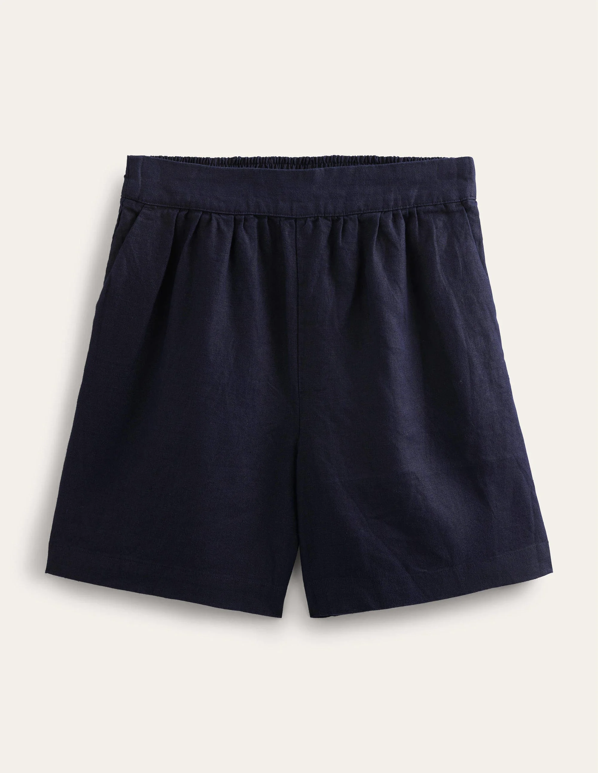 Pull-on Linen Shorts-Navy - Image 6