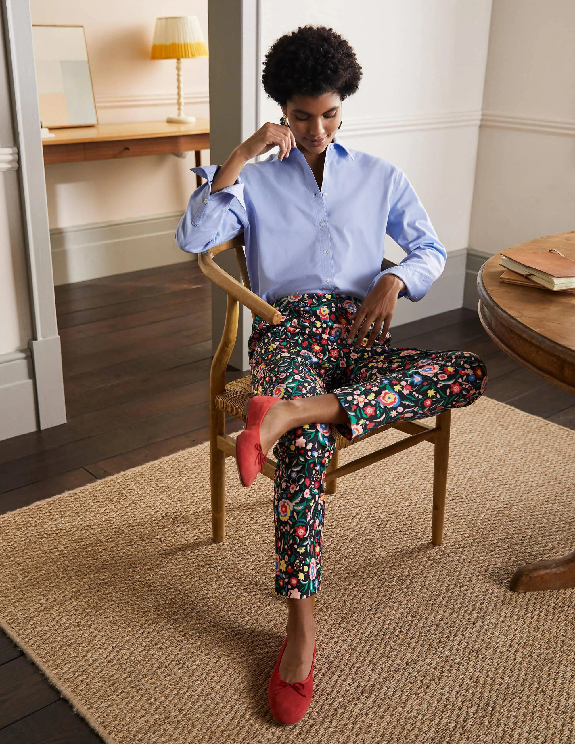 Pull On Pants-Black, Rainbow Floral Large - Image 3