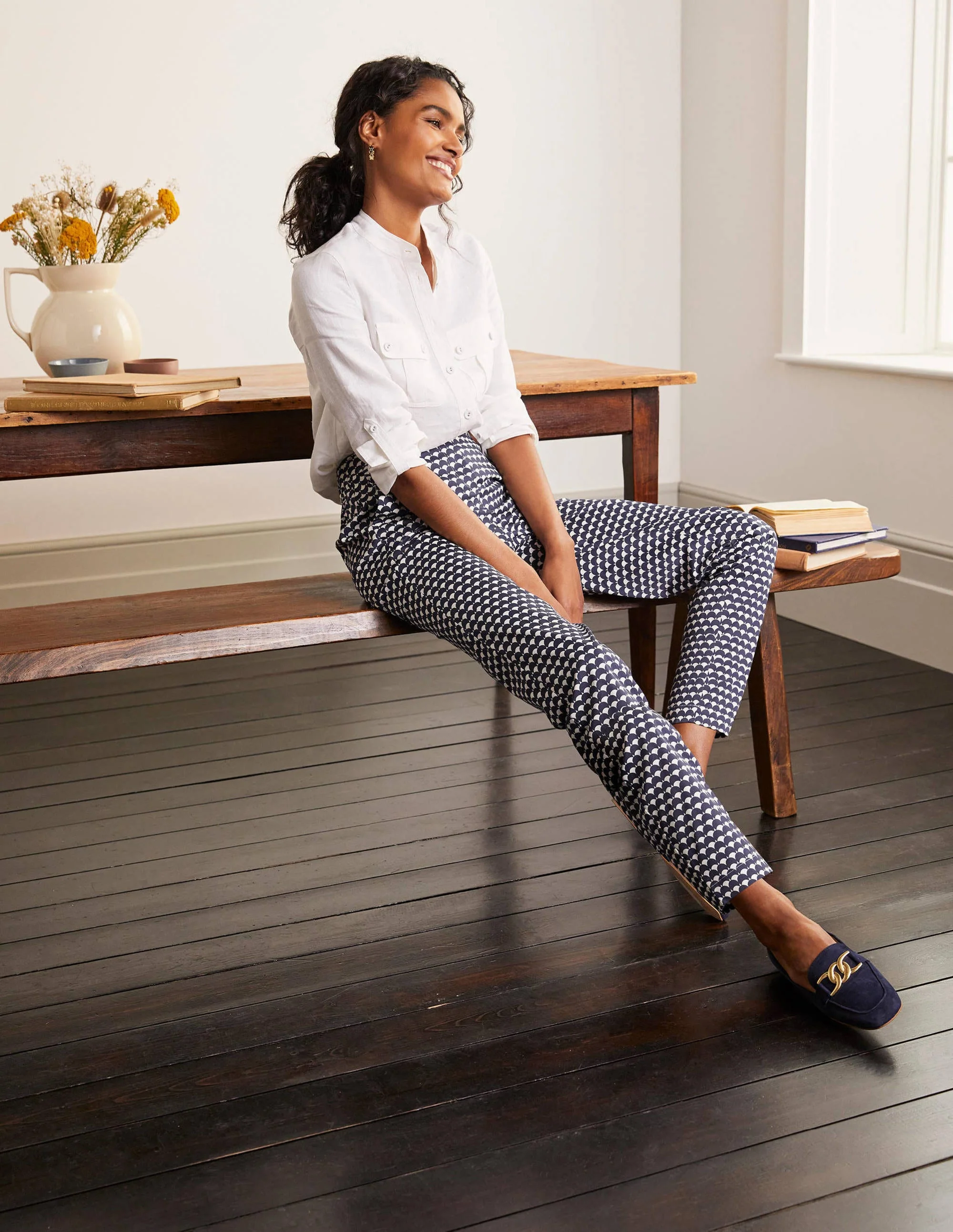 Pull On Pants-Navy, Scallop Row - Image 2