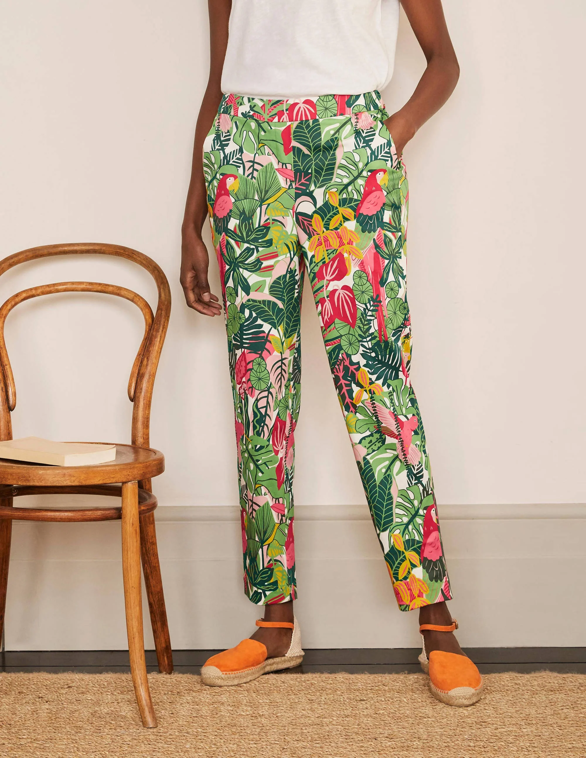 Pull On Pants-Palm Leaf, Paradise Jungle