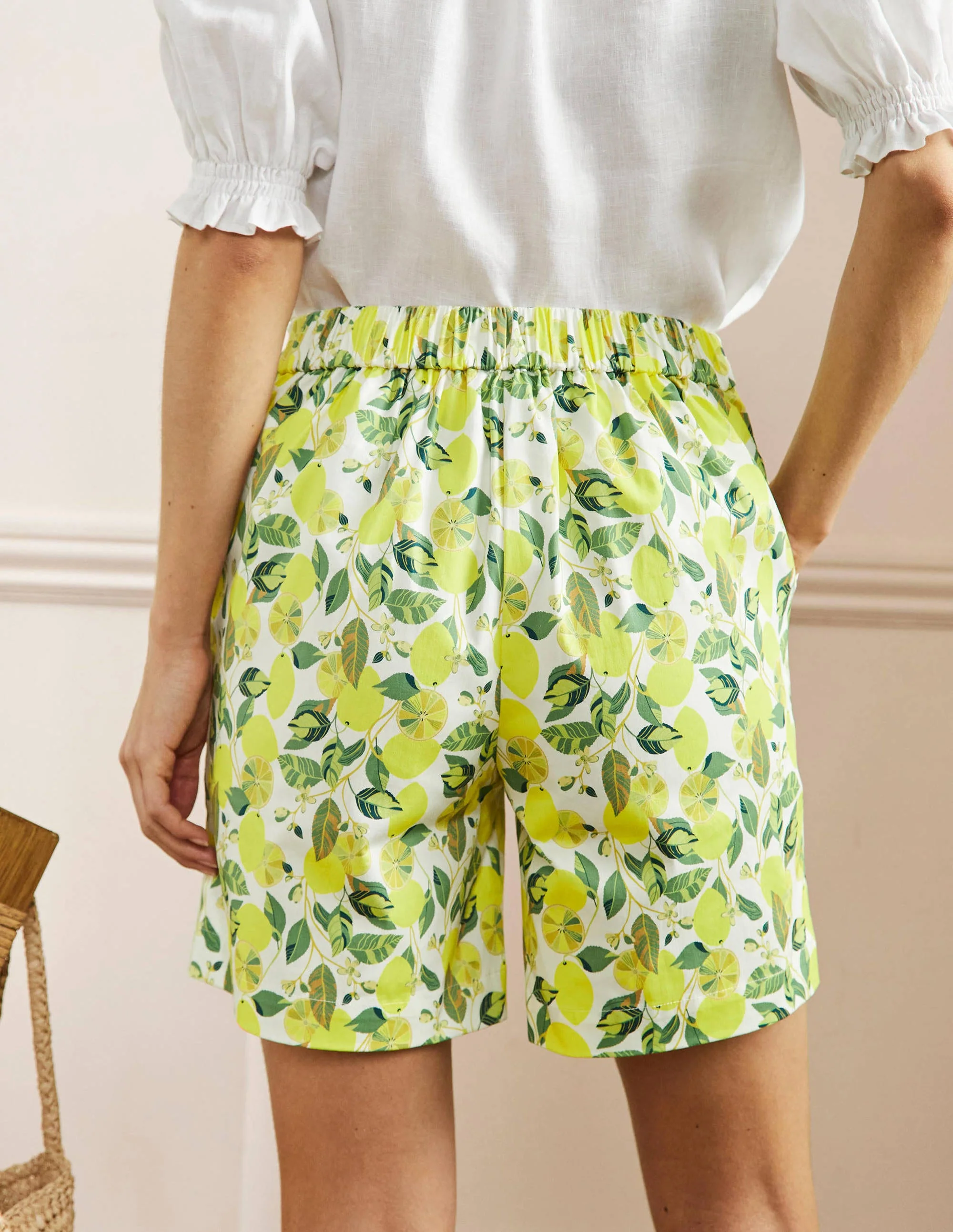 Pull On Shorts-Ivory, Lemon Vine - Image 3
