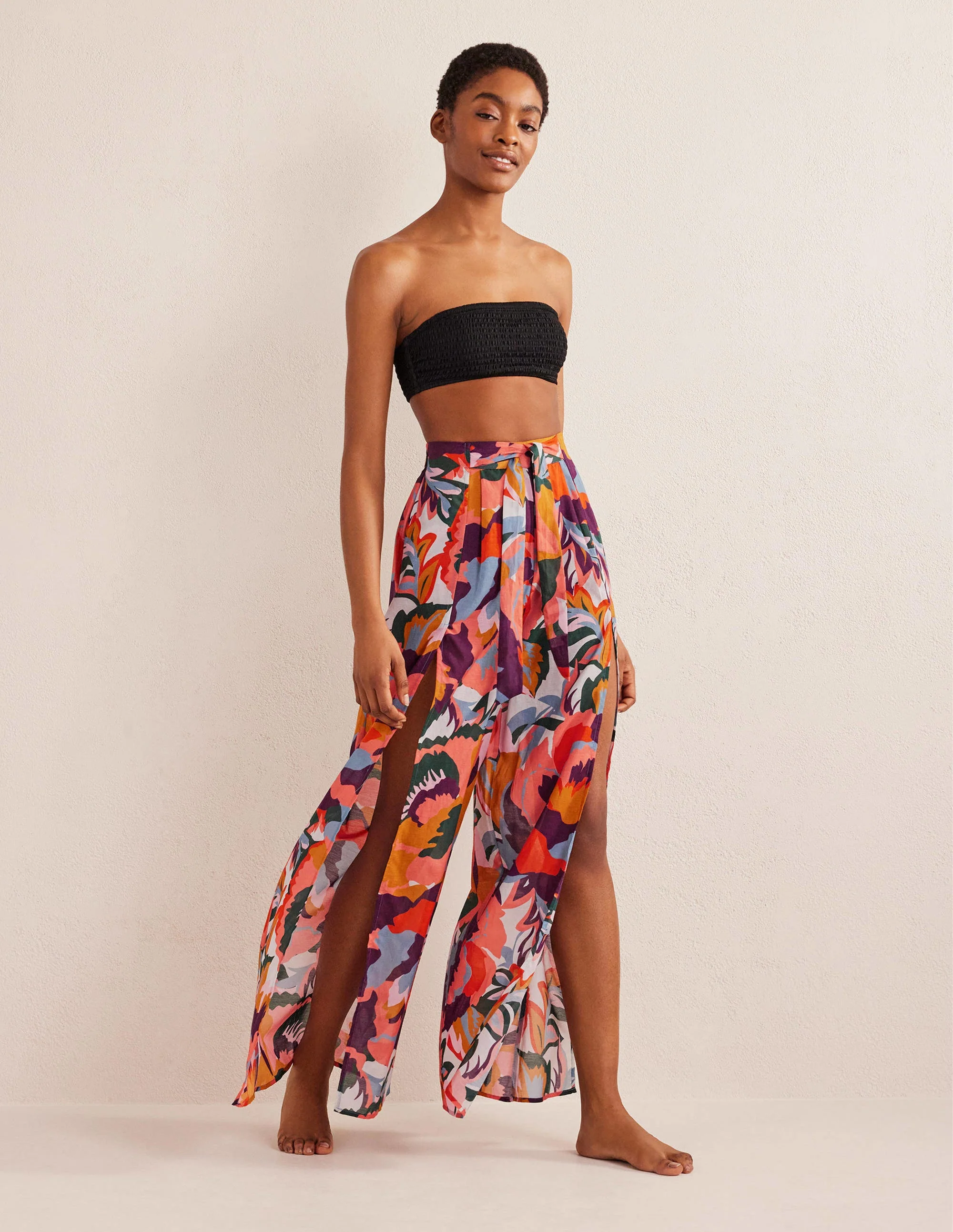 Pull On Side Split Pants-Multi, Ikat - Image 2