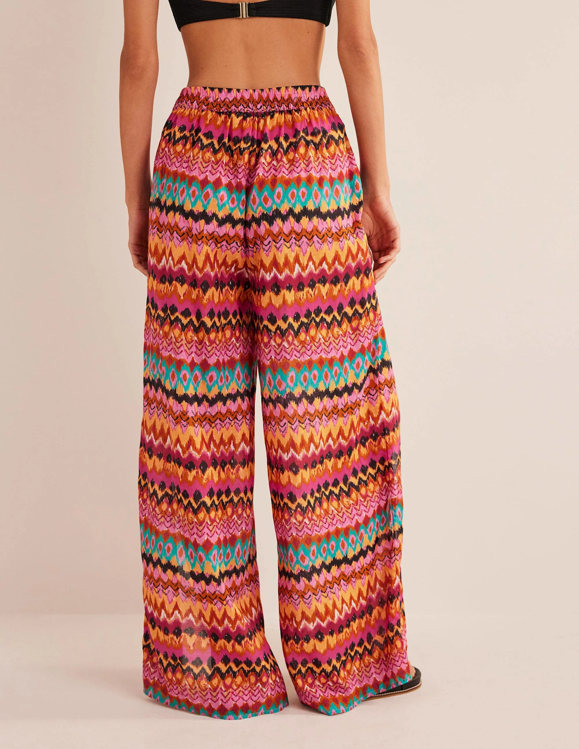 Pull On Side Split Pants-Multi, Ikat - Image 6