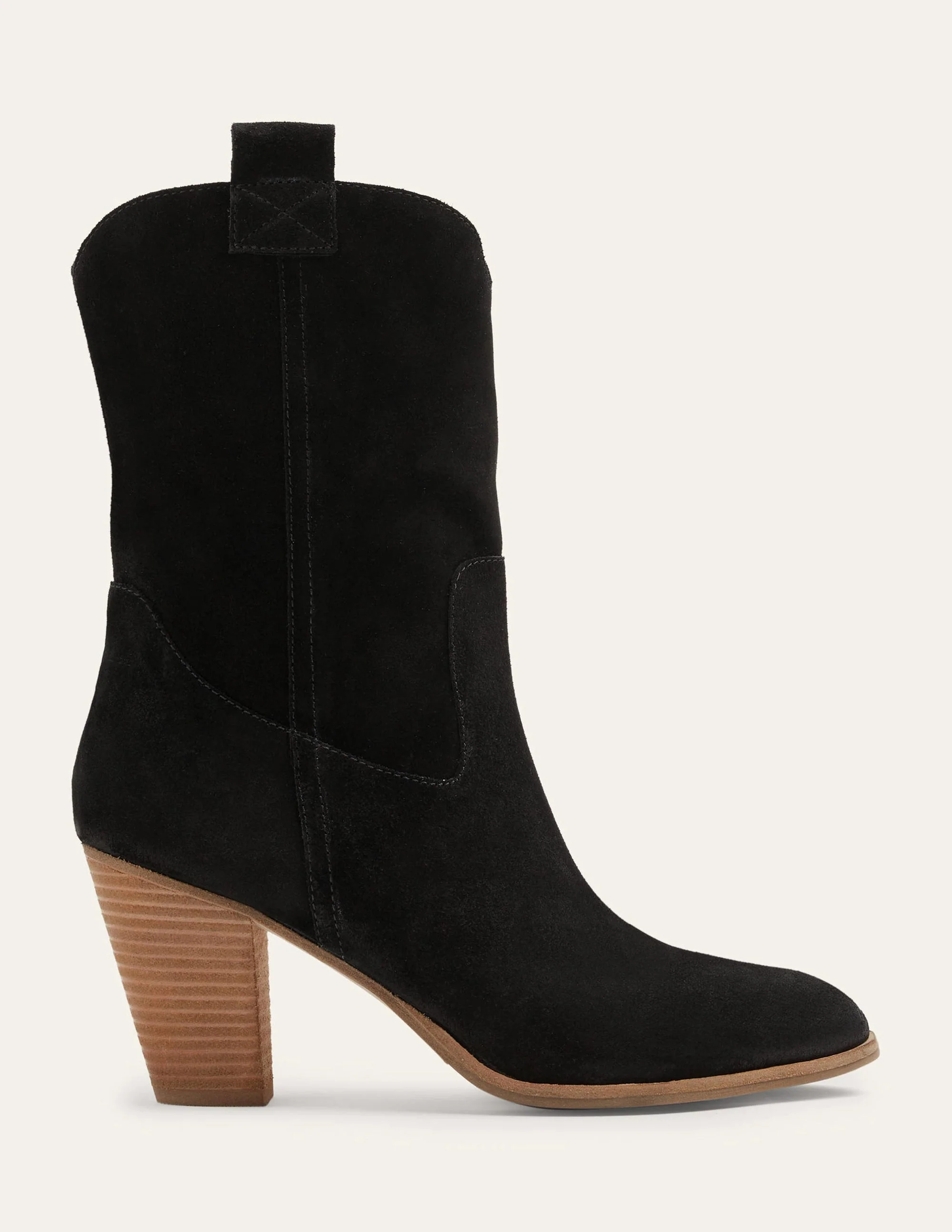 Pull-on Western Boot-Black Suede