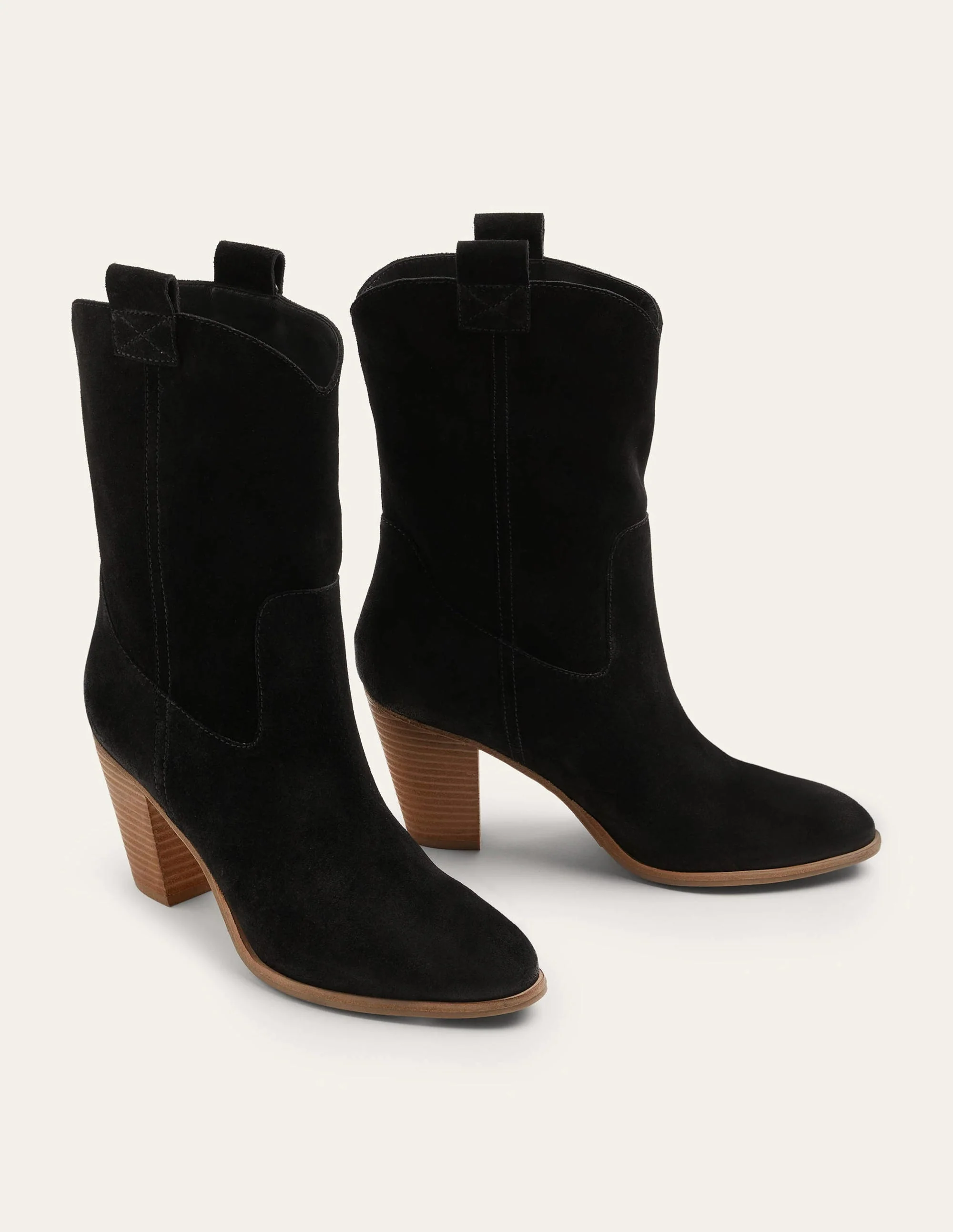 Pull-on Western Boot-Black Suede - Image 4