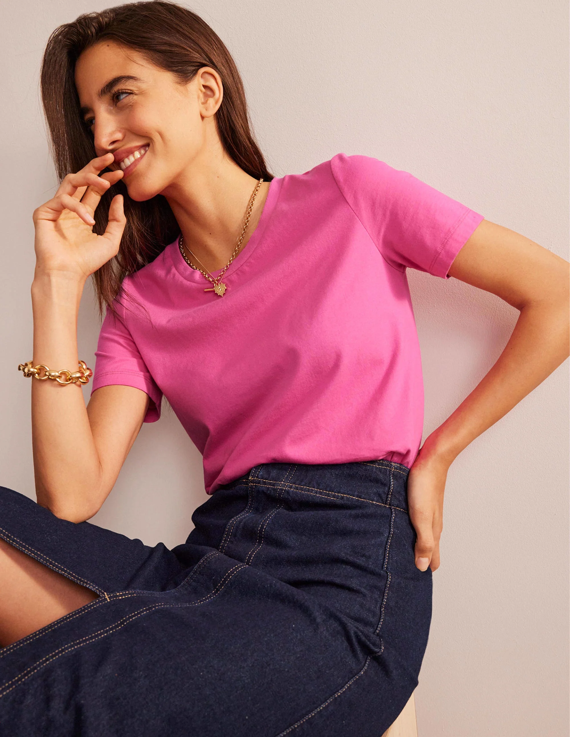 Pure Cotton Crew T-shirt-Pink