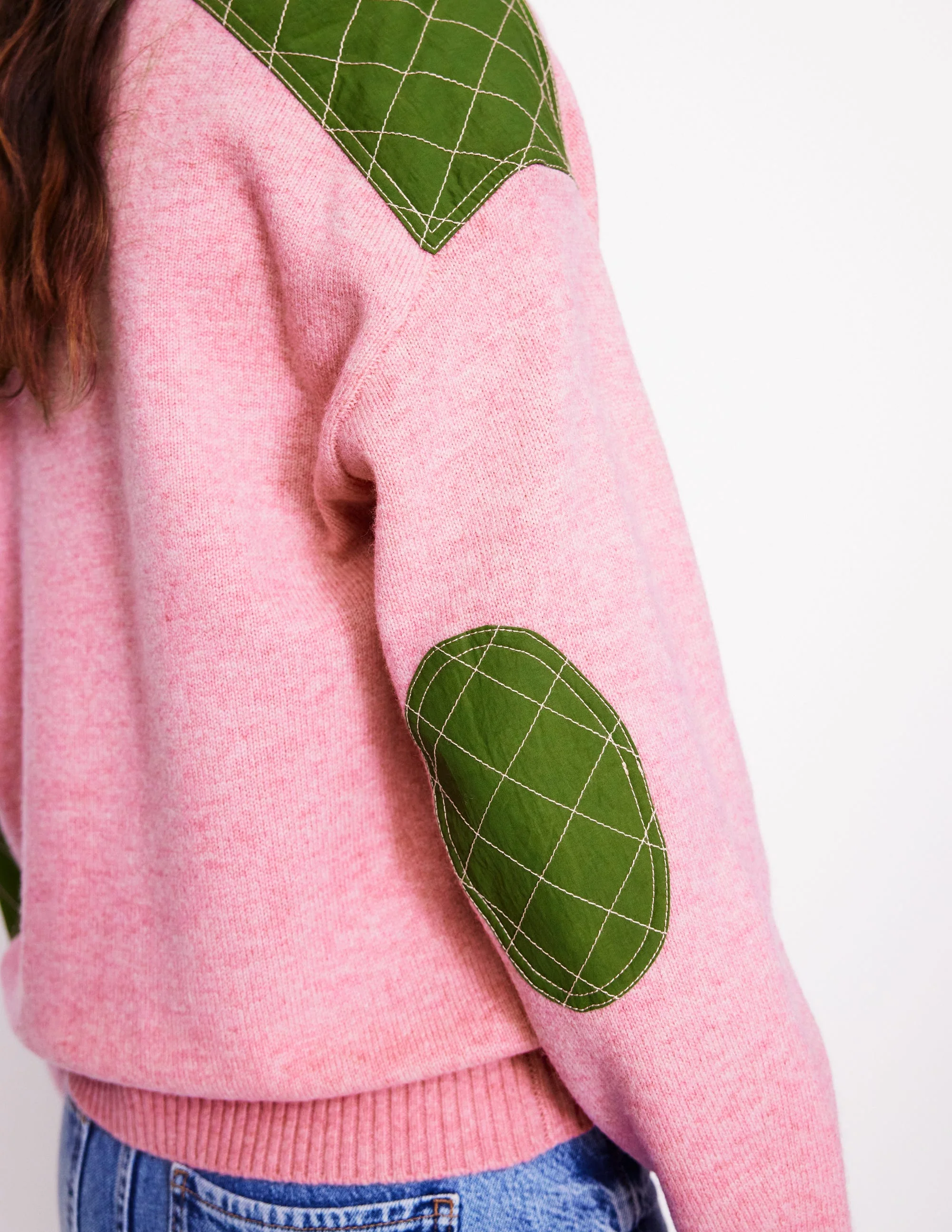 Quilted Patch Jumper-Old Rose Pink - Image 2