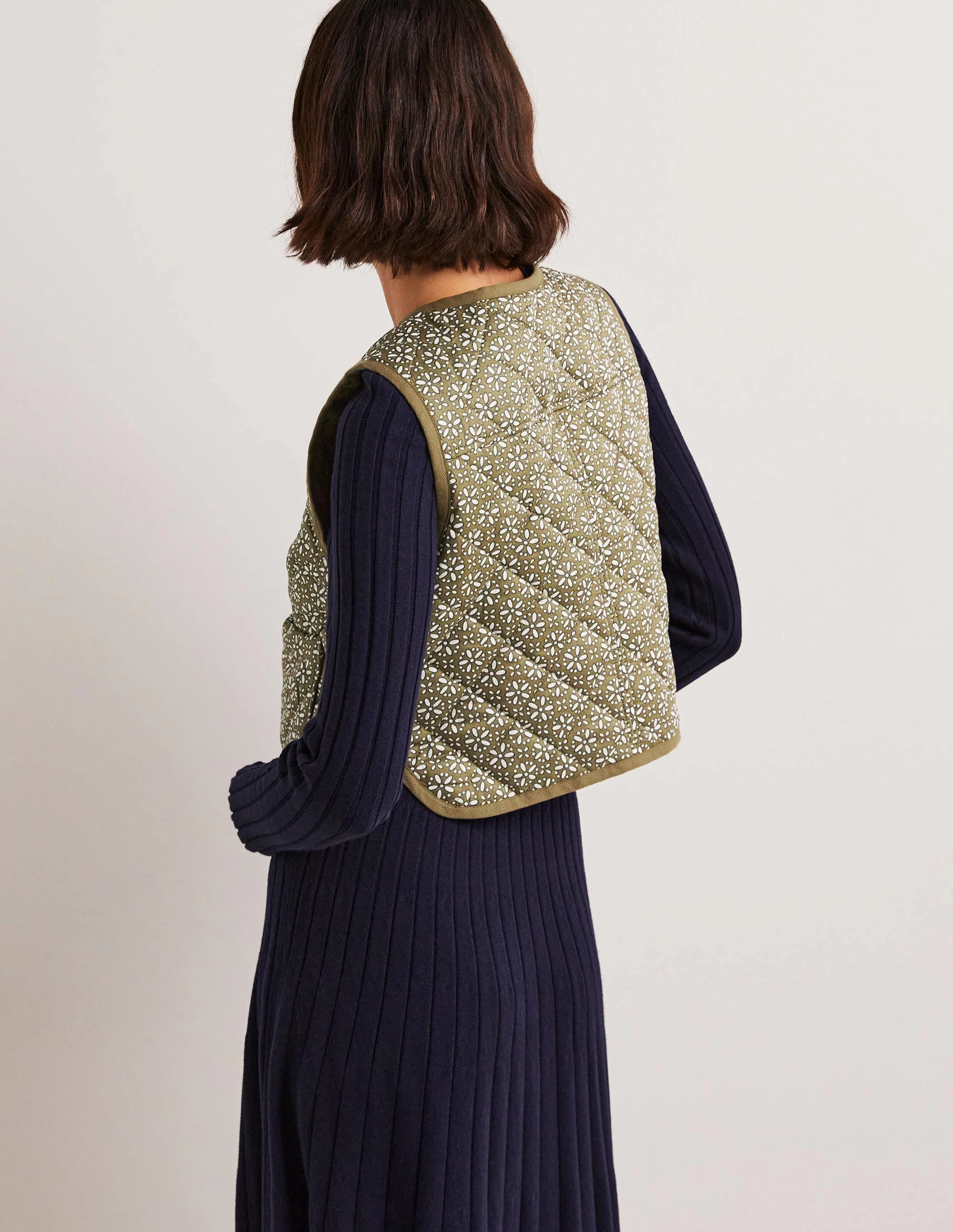 Quilted Vest-Basil Green, Dainty Geo - Image 3