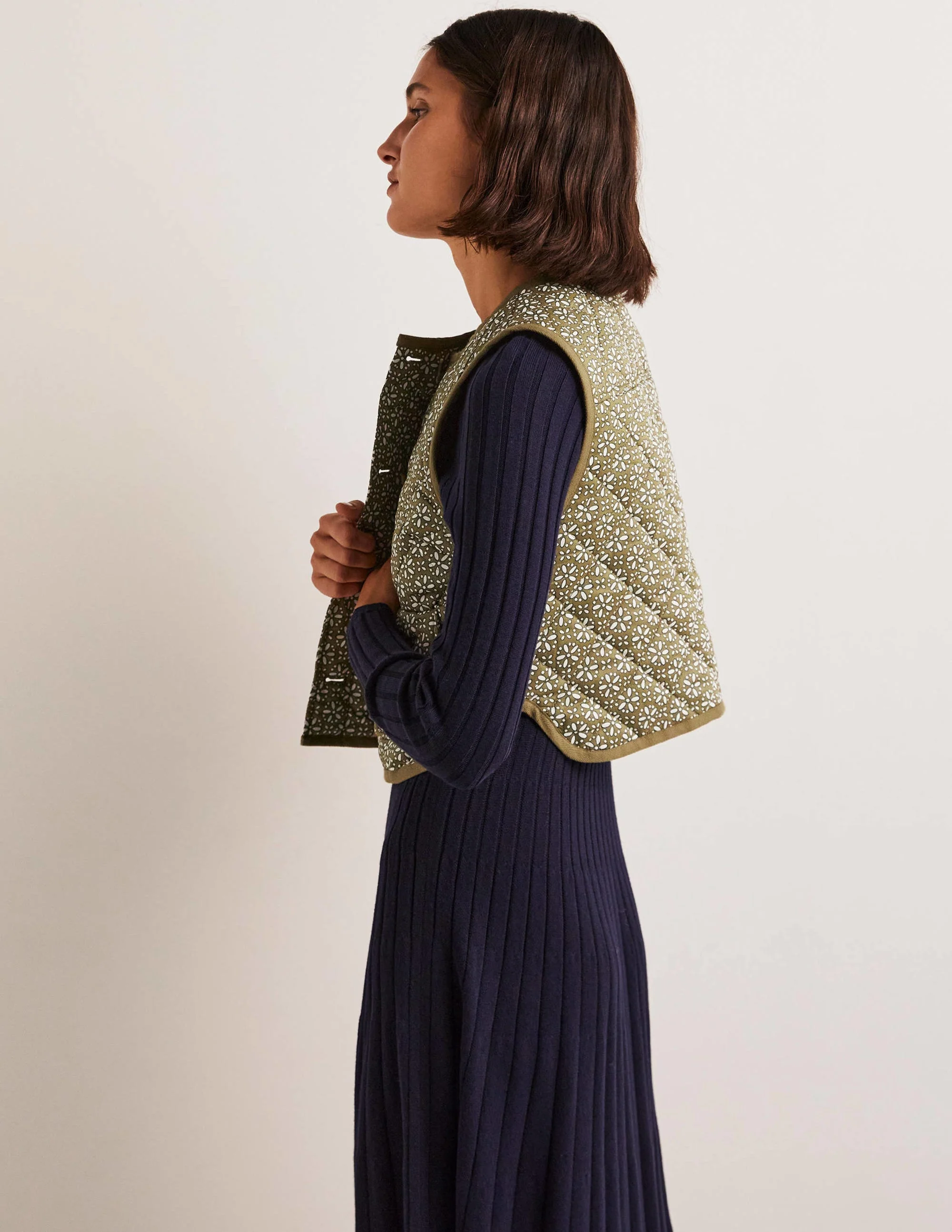 Quilted Vest-Basil Green, Dainty Geo - Image 4