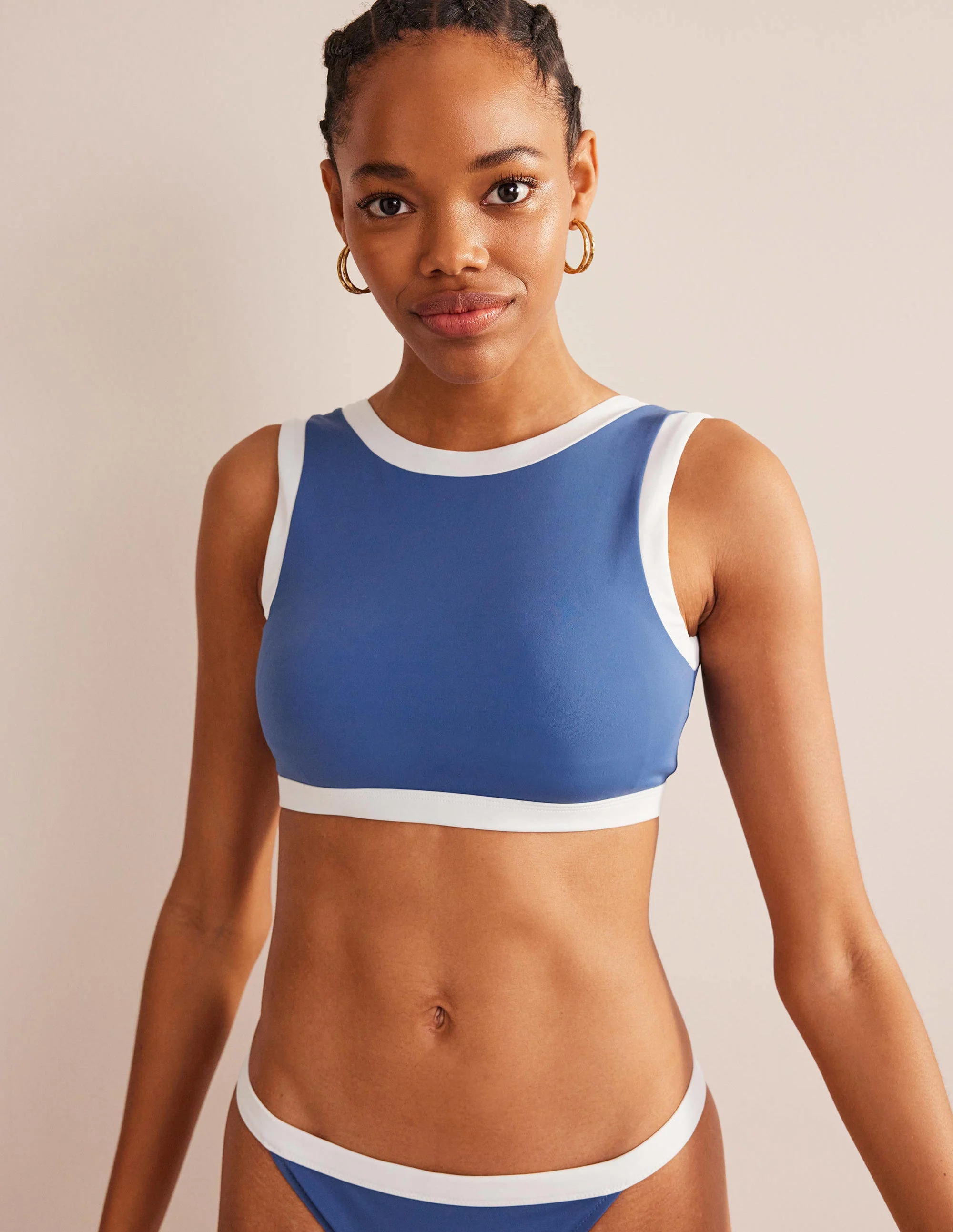 Racer Crew Neck Bikini Top-Globe Colourblock - Image 4