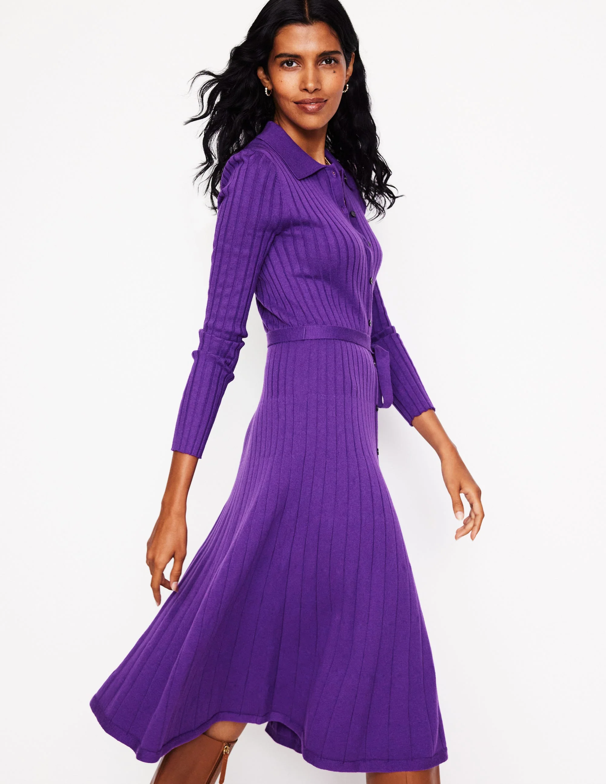 Rachel Knitted Shirt Dress-Amethyst - Image 4