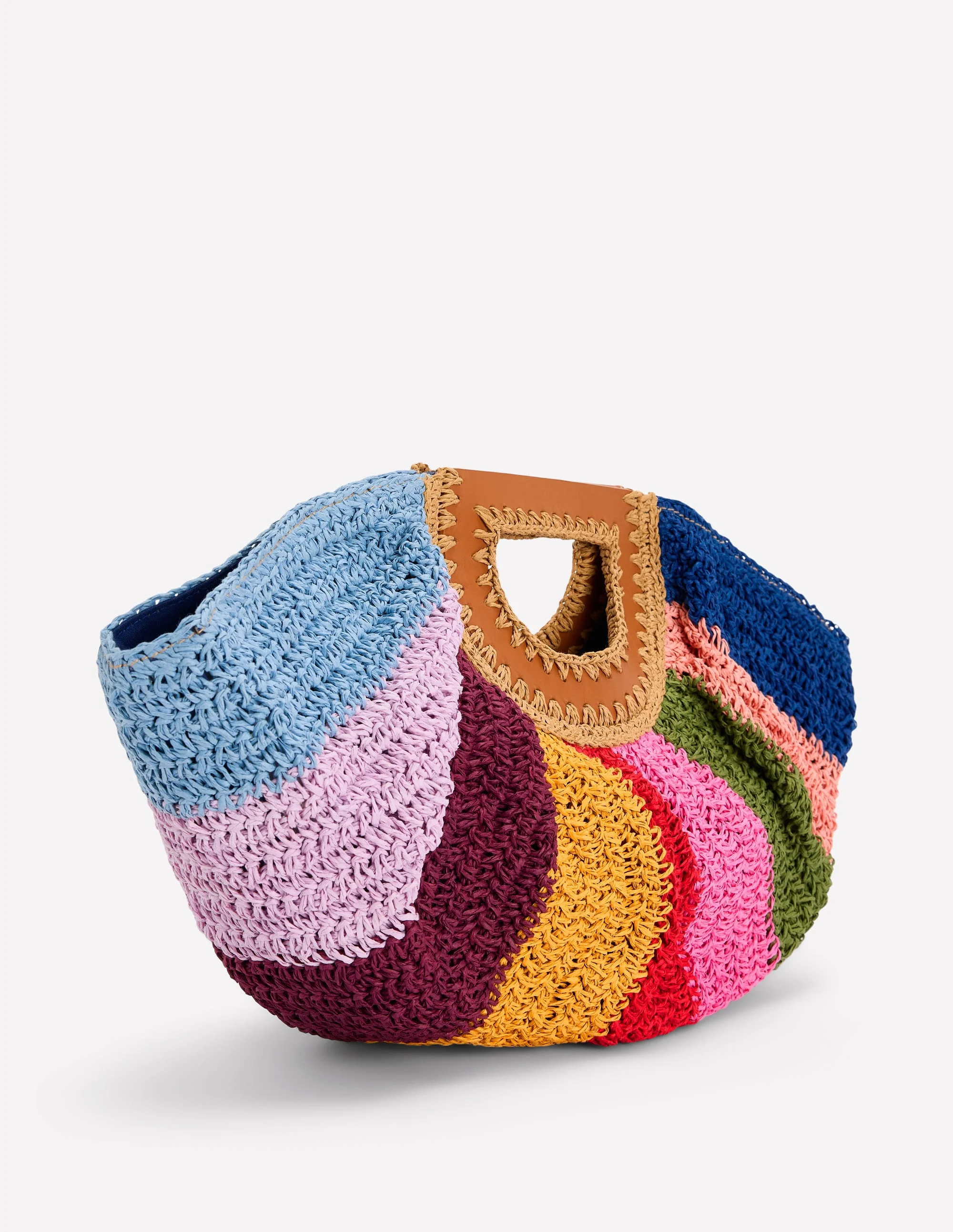 Raffia Moon Clutch-Multi Stripe - Image 3