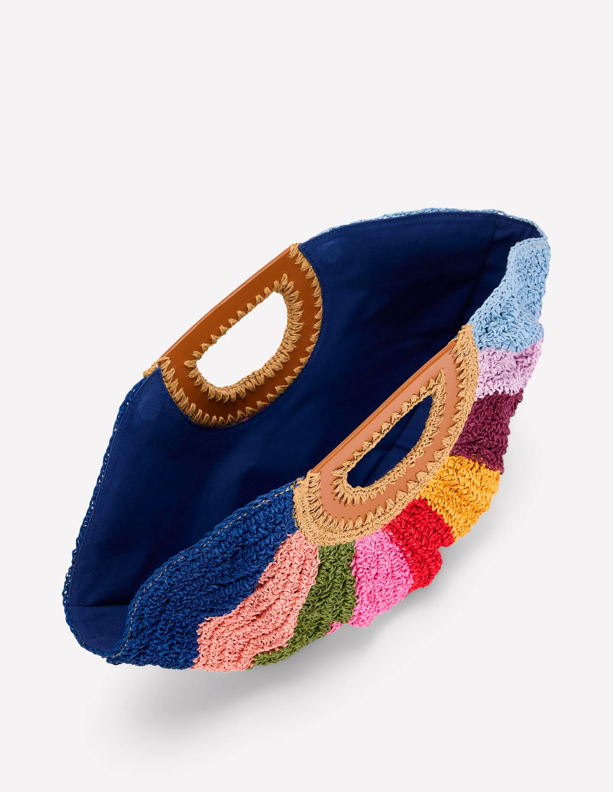 Raffia Moon Clutch-Multi Stripe - Image 5
