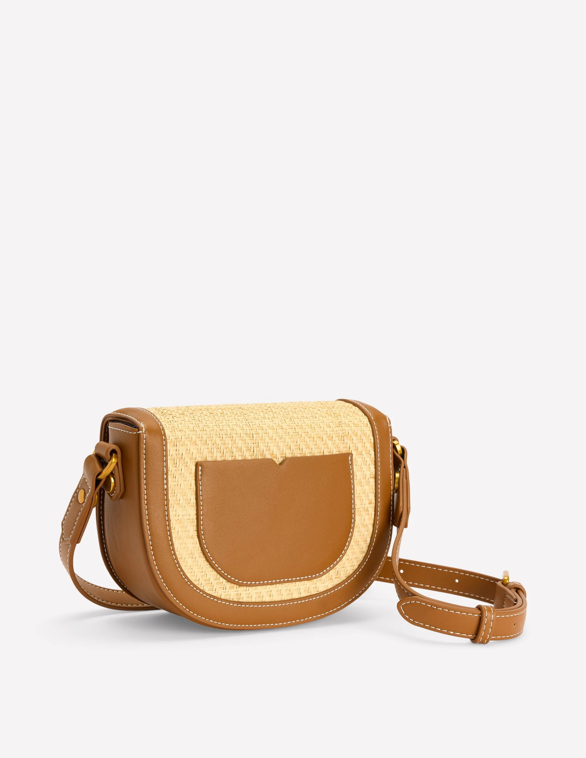 Raffia Snaffle Mini Satchel-Natural/tan - Image 3