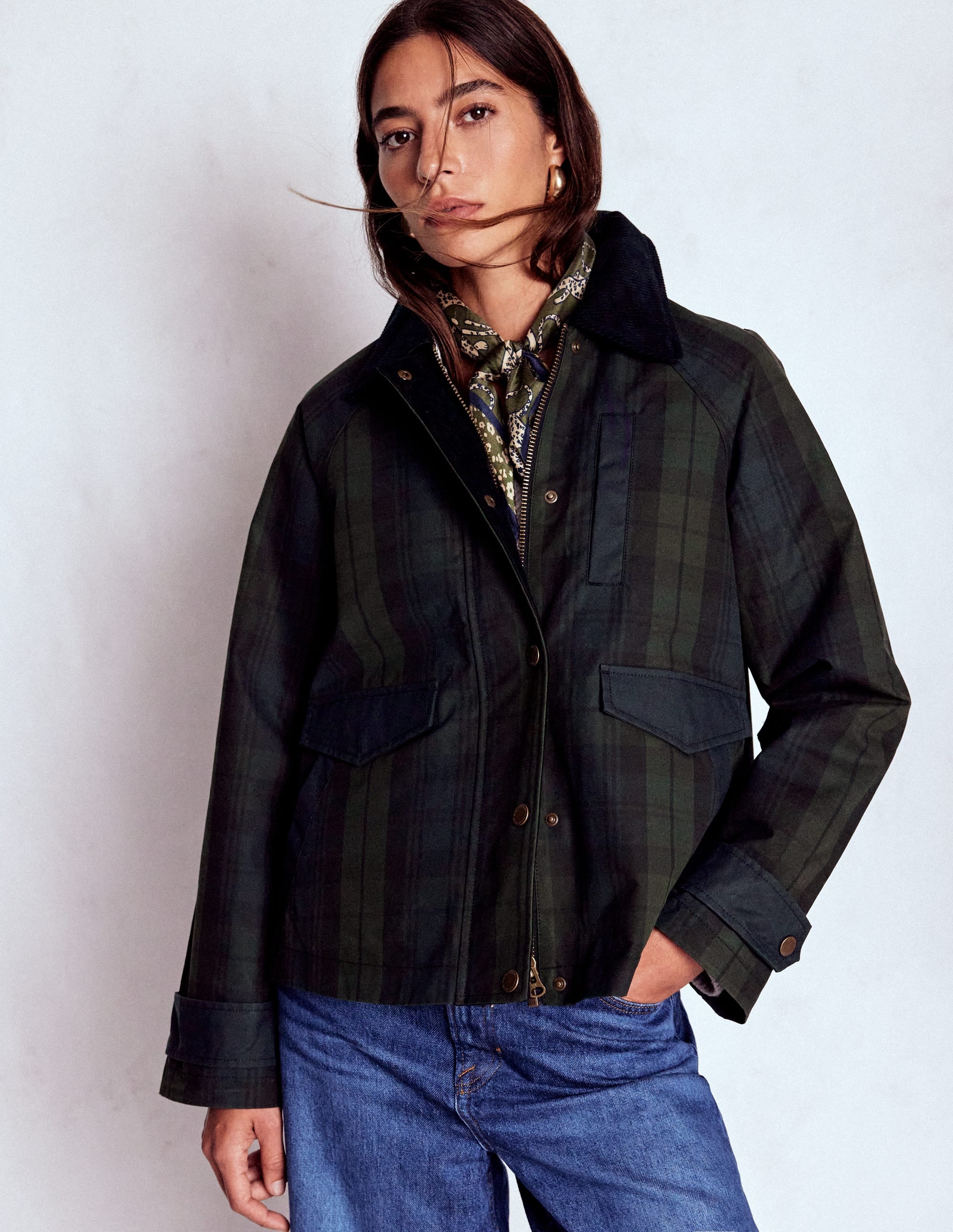 Raglan Wax Jacket-BLACKWATCH - Image 4