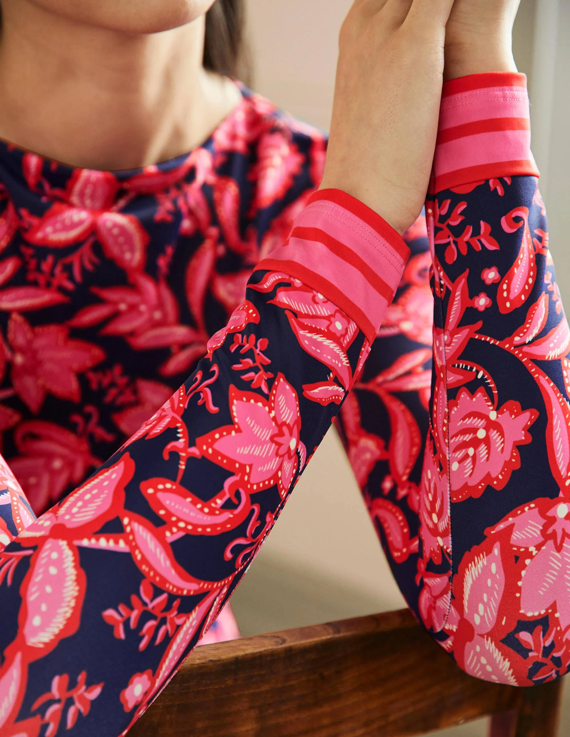 Rash Guard-French Navy, Wild Flora - Image 2