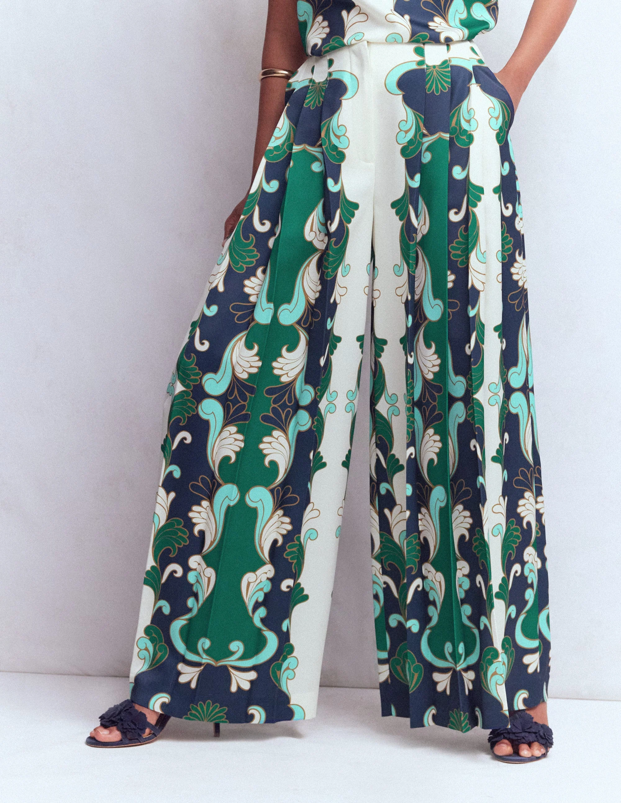 Regent Wide Leg Pants-Ivory, Foliage Whirl - Image 5