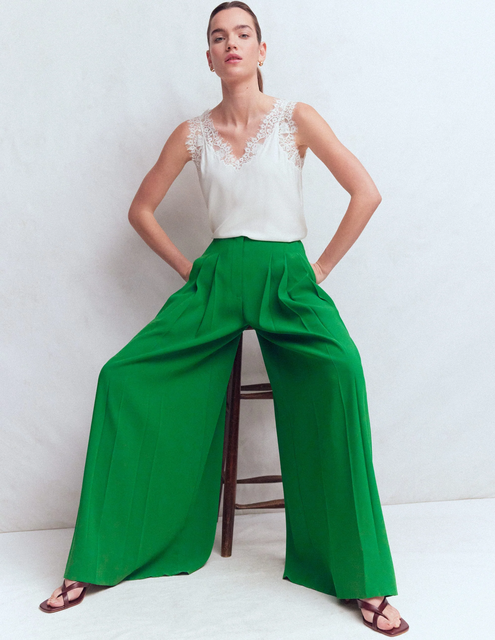 Regent Wide Leg Pants-Rich Emerald - Image 5