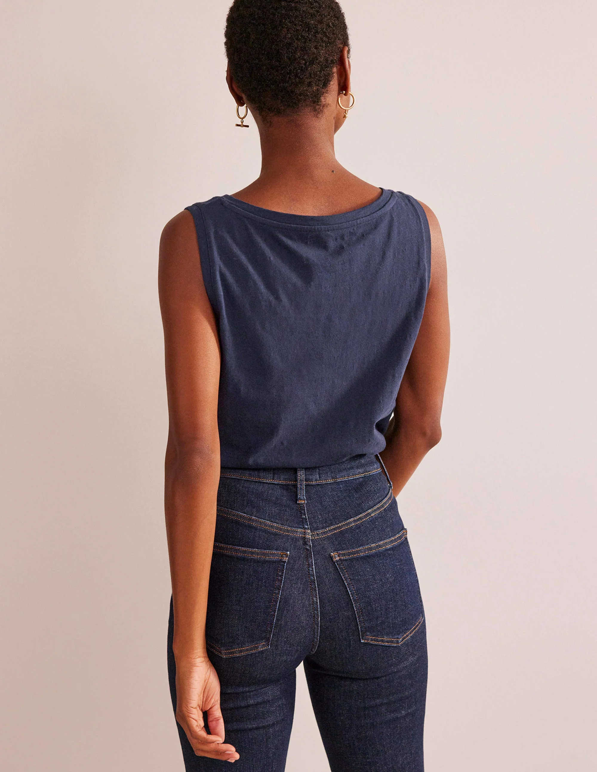 Regular V-neck Slub Vest-Navy - Image 3