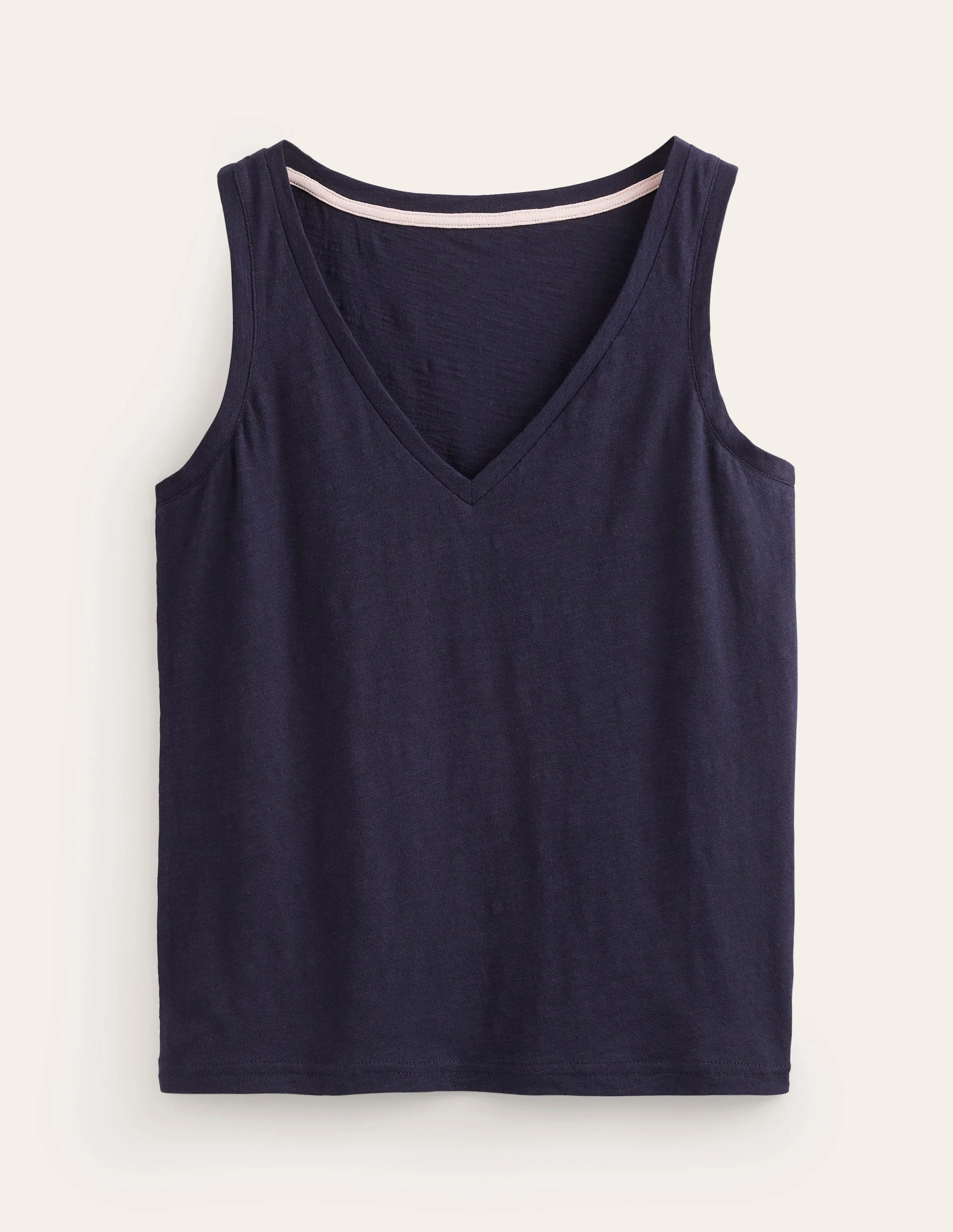 Regular V-Neck Slub Vest-Navy - Image 7