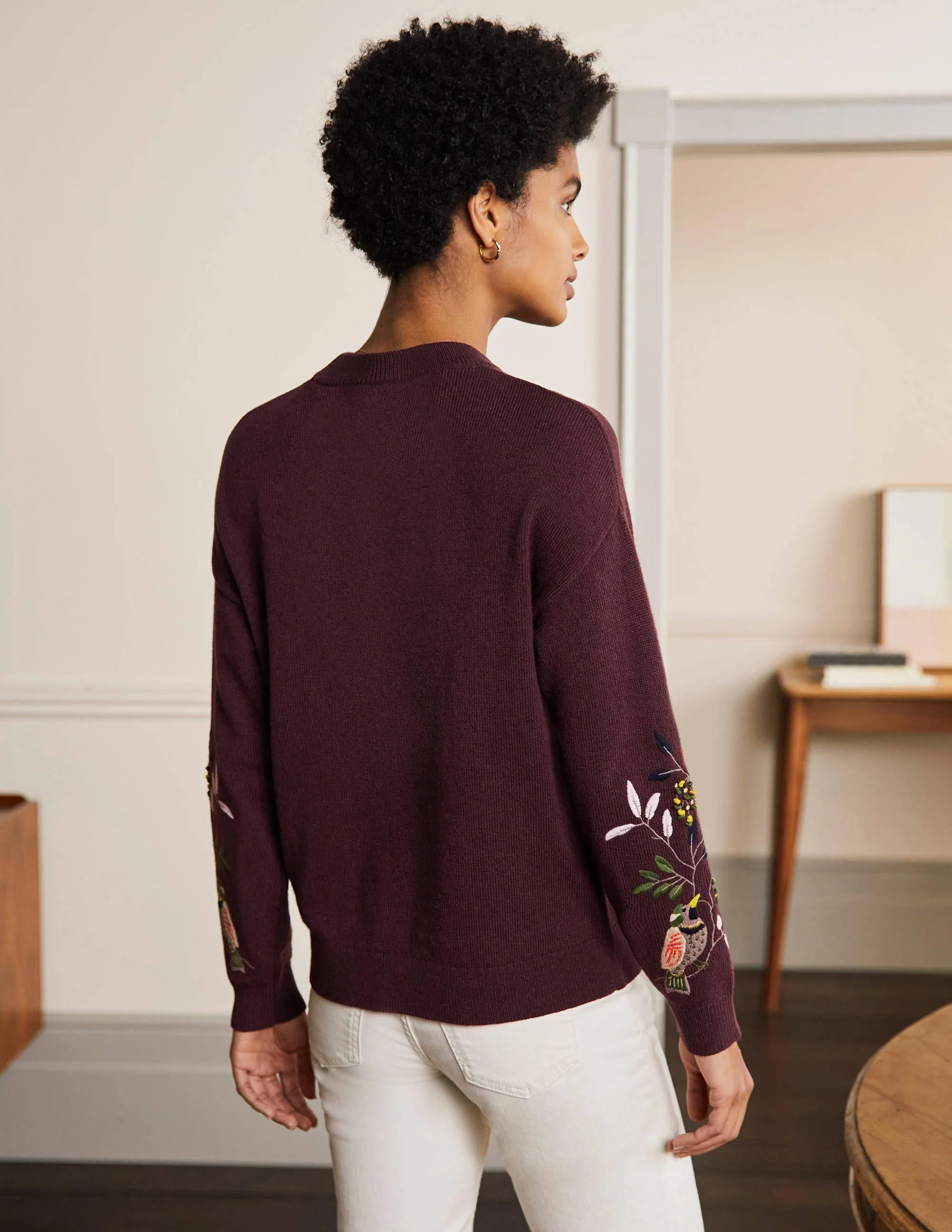 Relaxed Embroidered Sweater-Deep Wisteria - Image 3