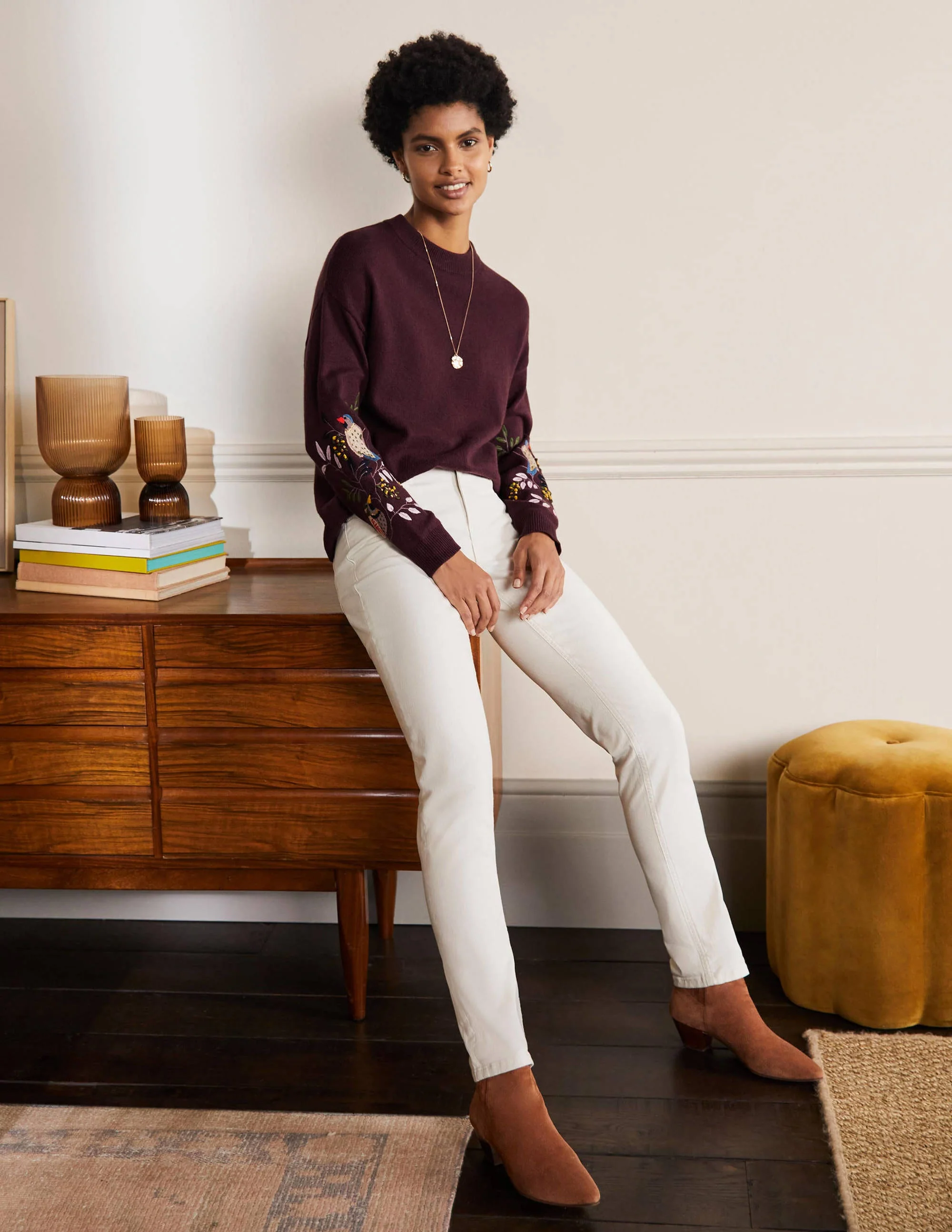 Relaxed Embroidered Sweater-Deep Wisteria - Image 4