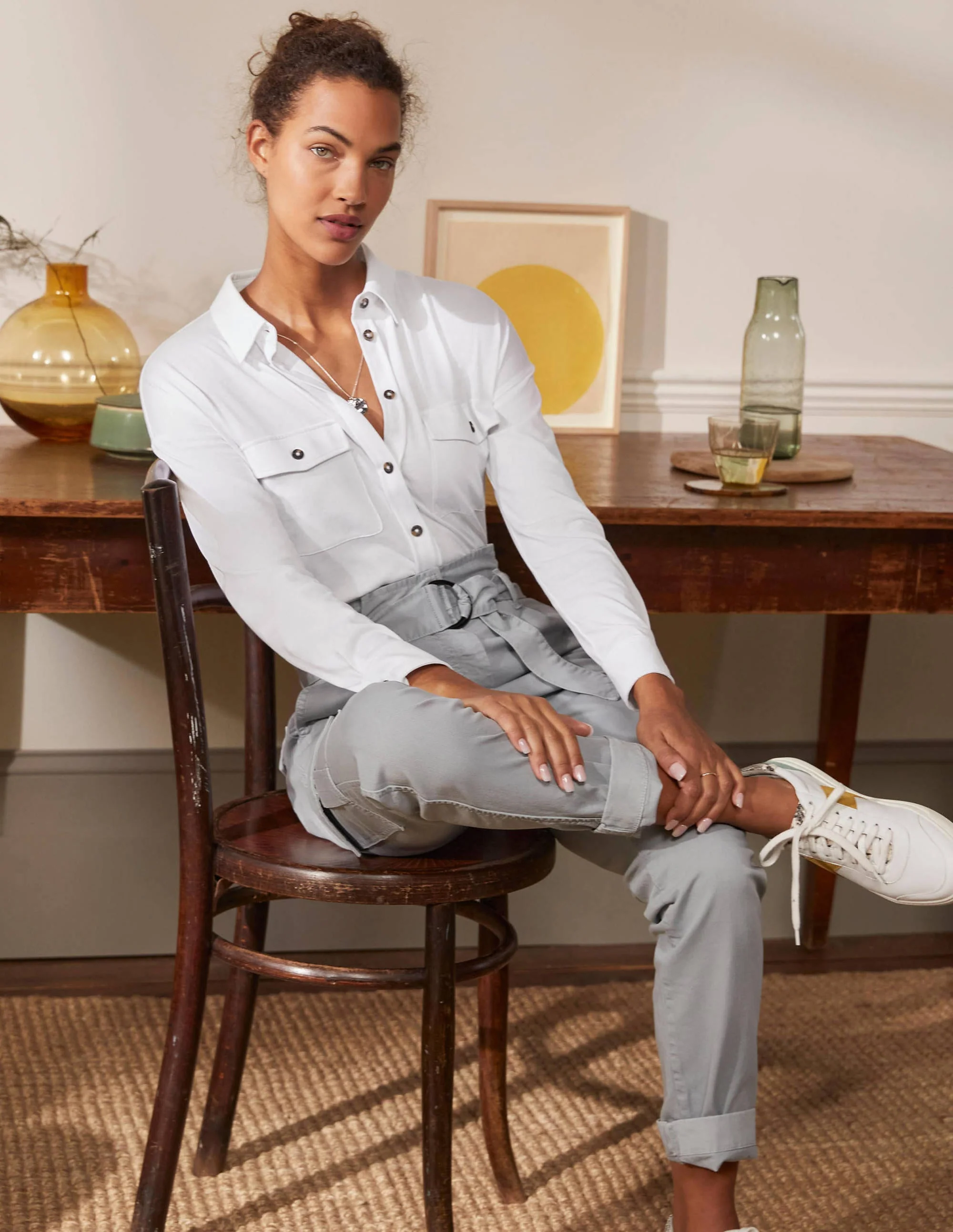Relaxed Jersey Shirt-White - Image 4