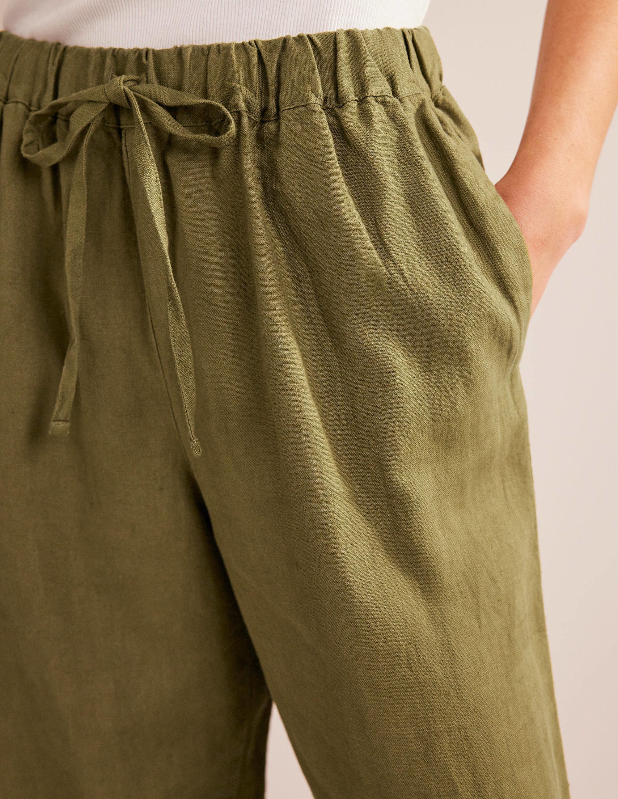 Relaxed Pull-on Linen Pants-Capulet Olive - Image 2