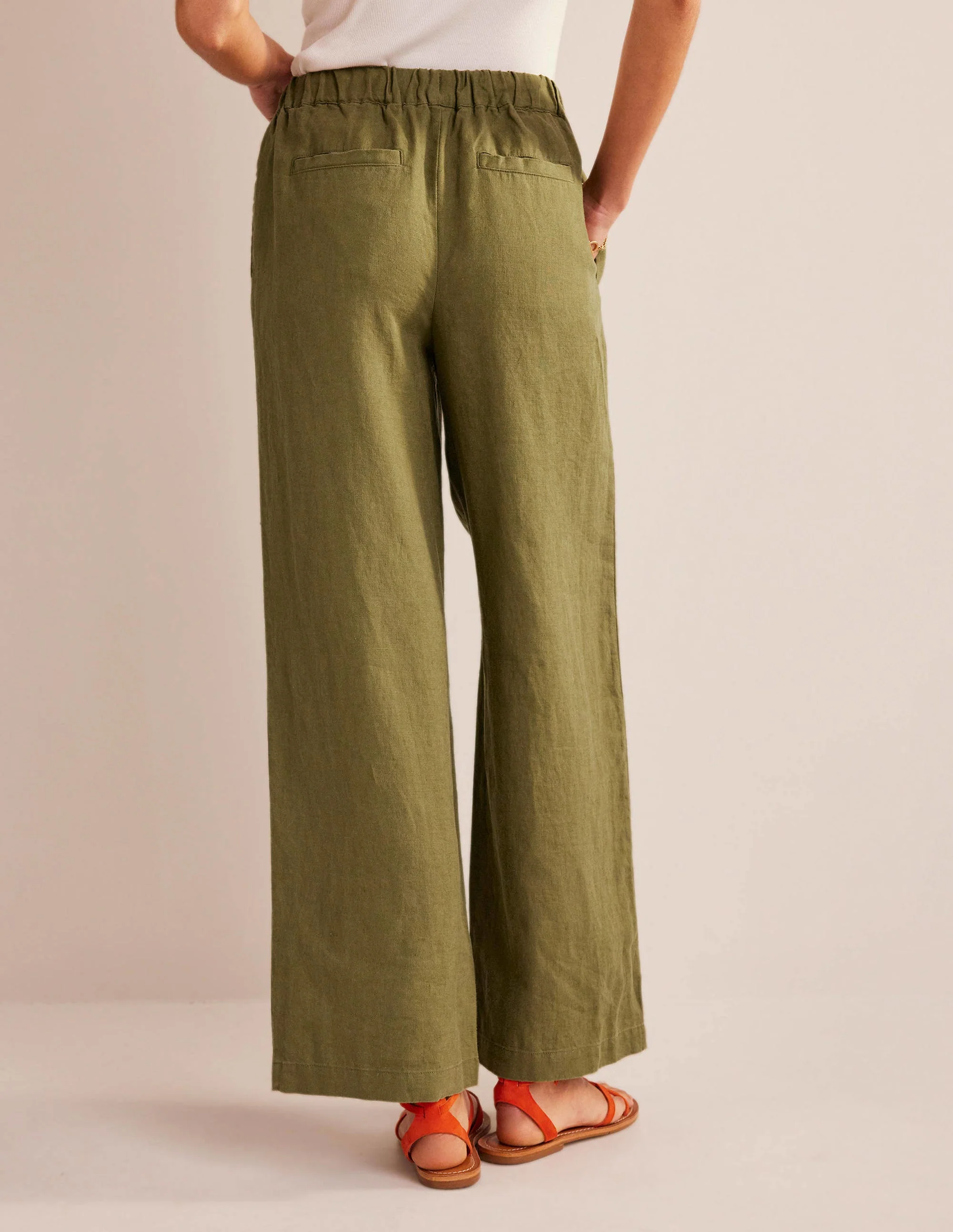 Relaxed Pull-on Linen Pants-Capulet Olive - Image 3