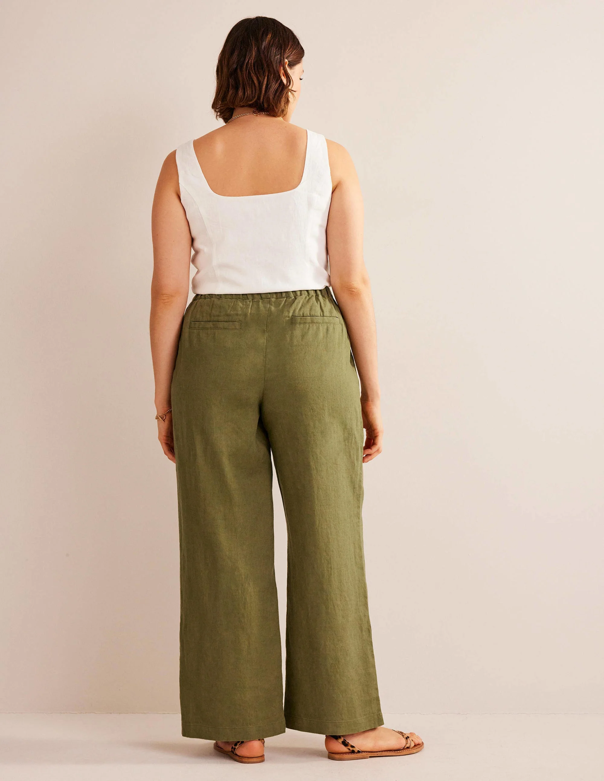 Relaxed Pull-on Linen Pants-Capulet Olive - Image 6