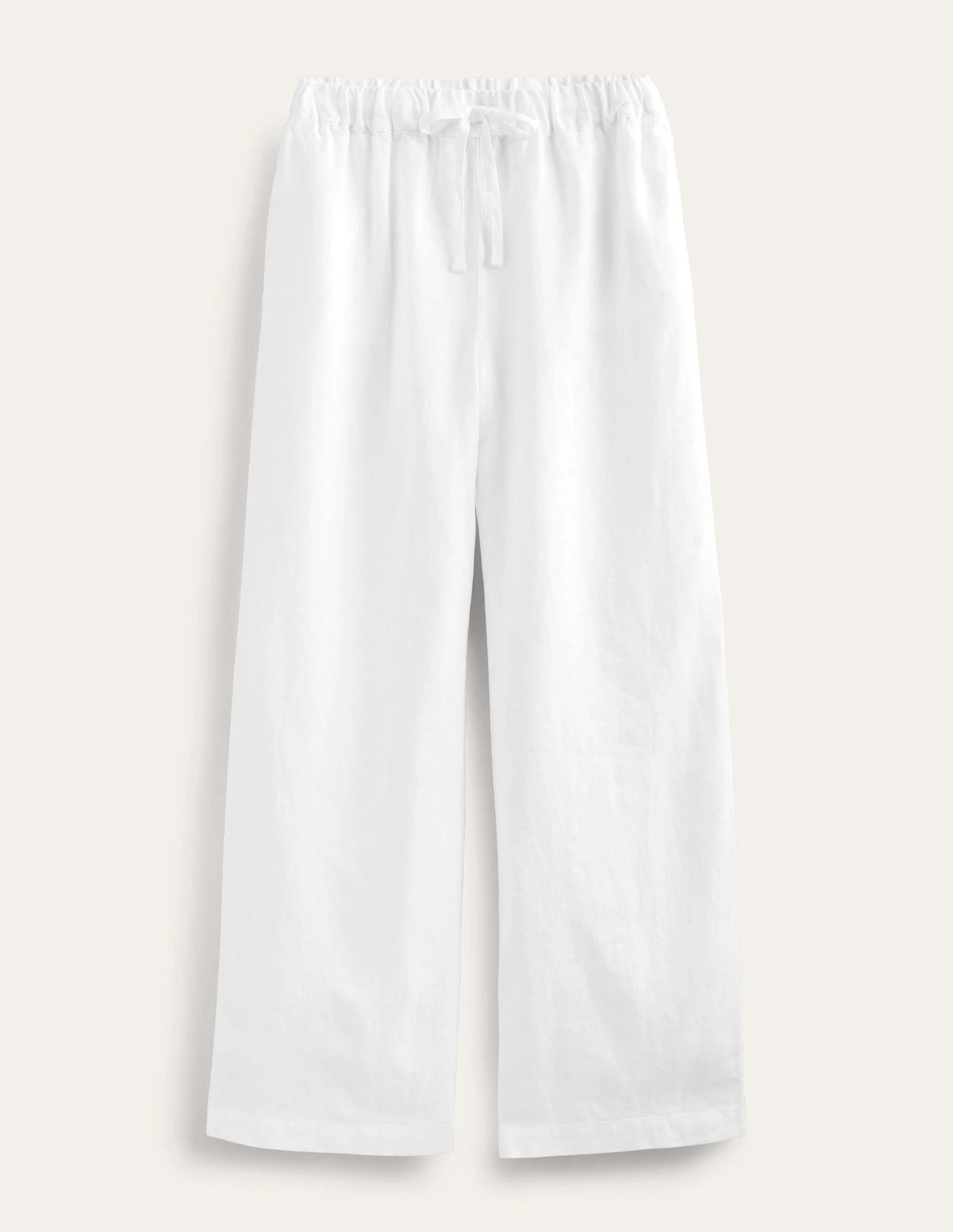 Relaxed Pull-on Linen Pants-White - Image 5
