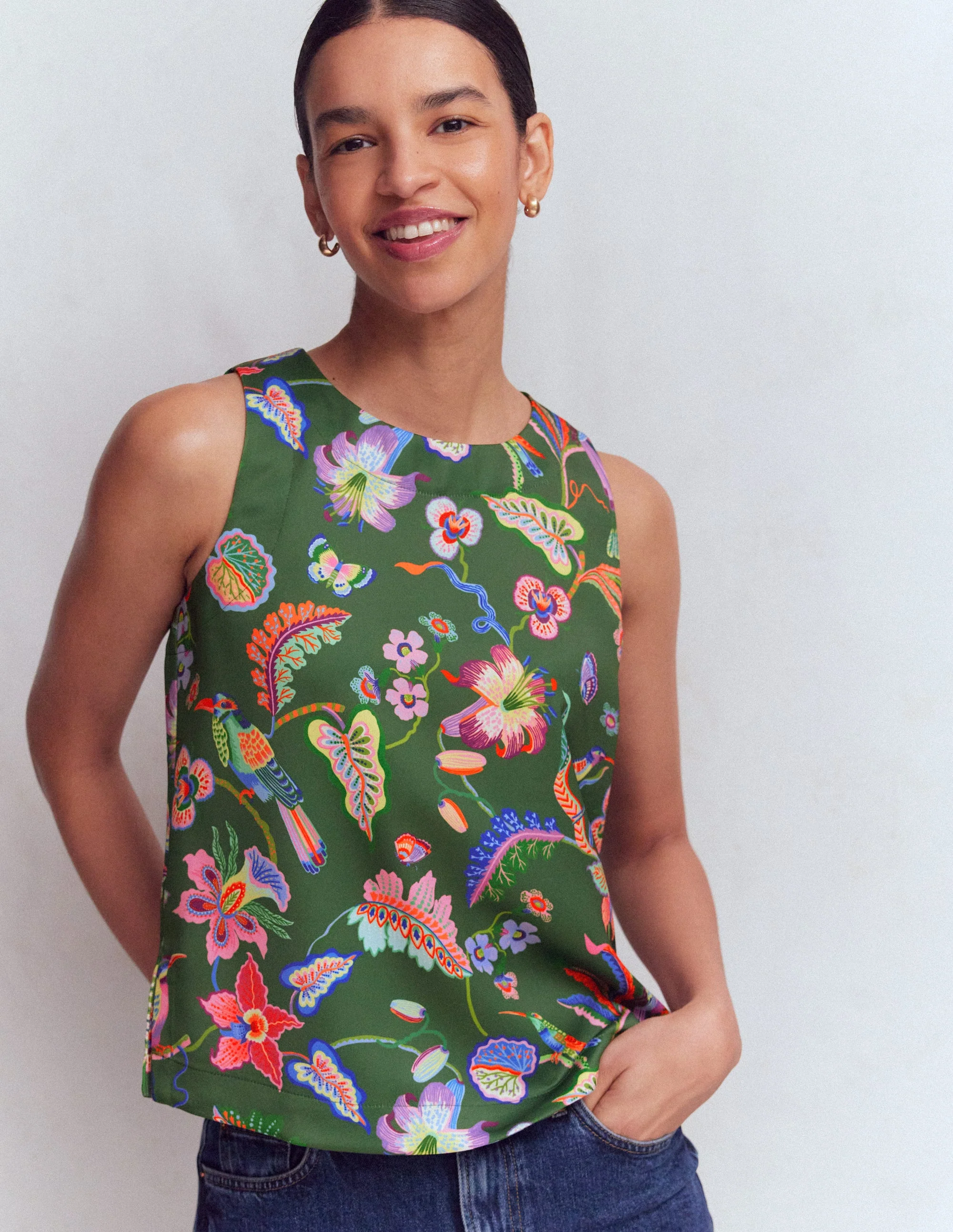 Relaxed Sleeveless Shell Top-Multi, Orchid Canopy - Image 5