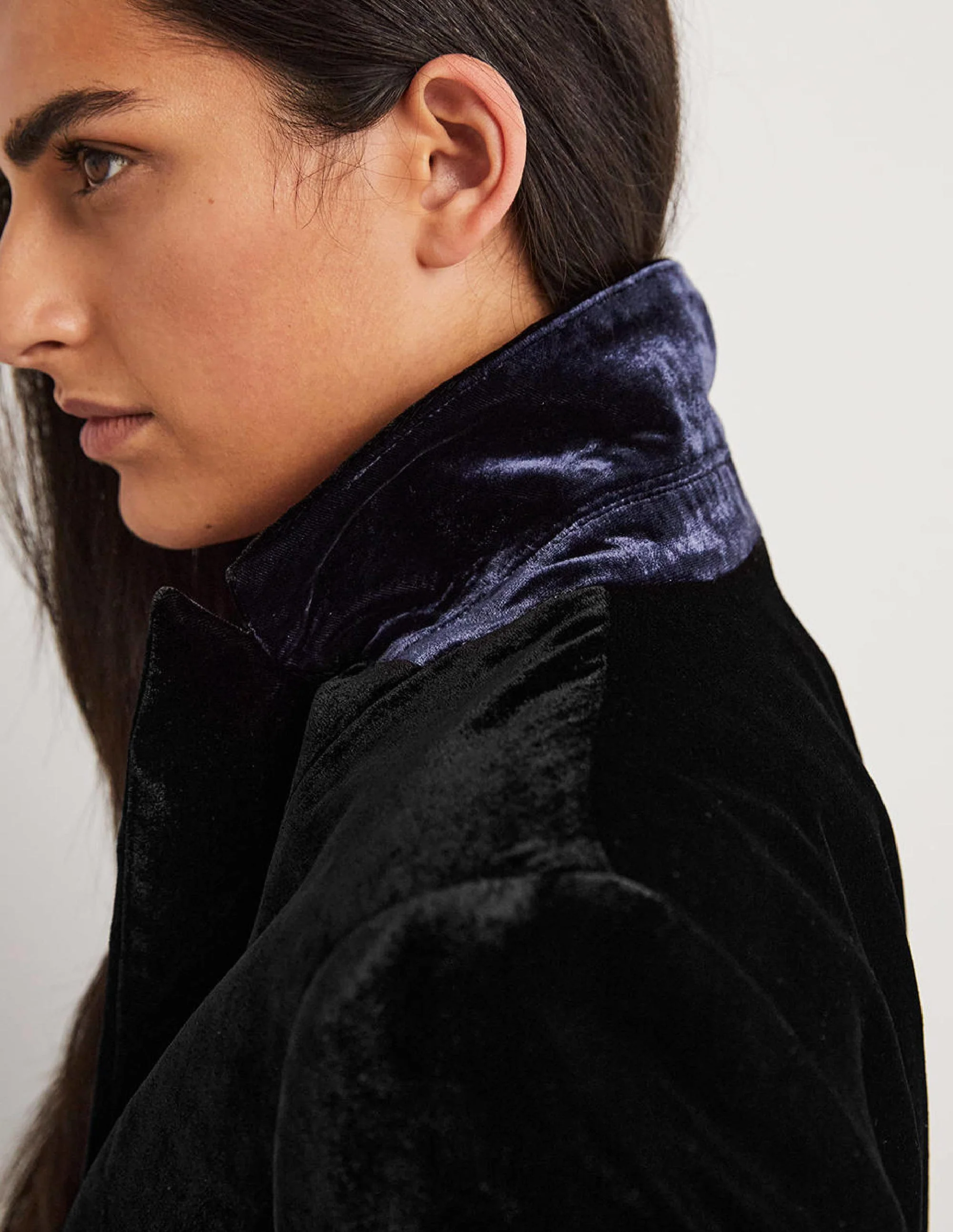 Relaxed Velvet Blazer-Black - Image 2