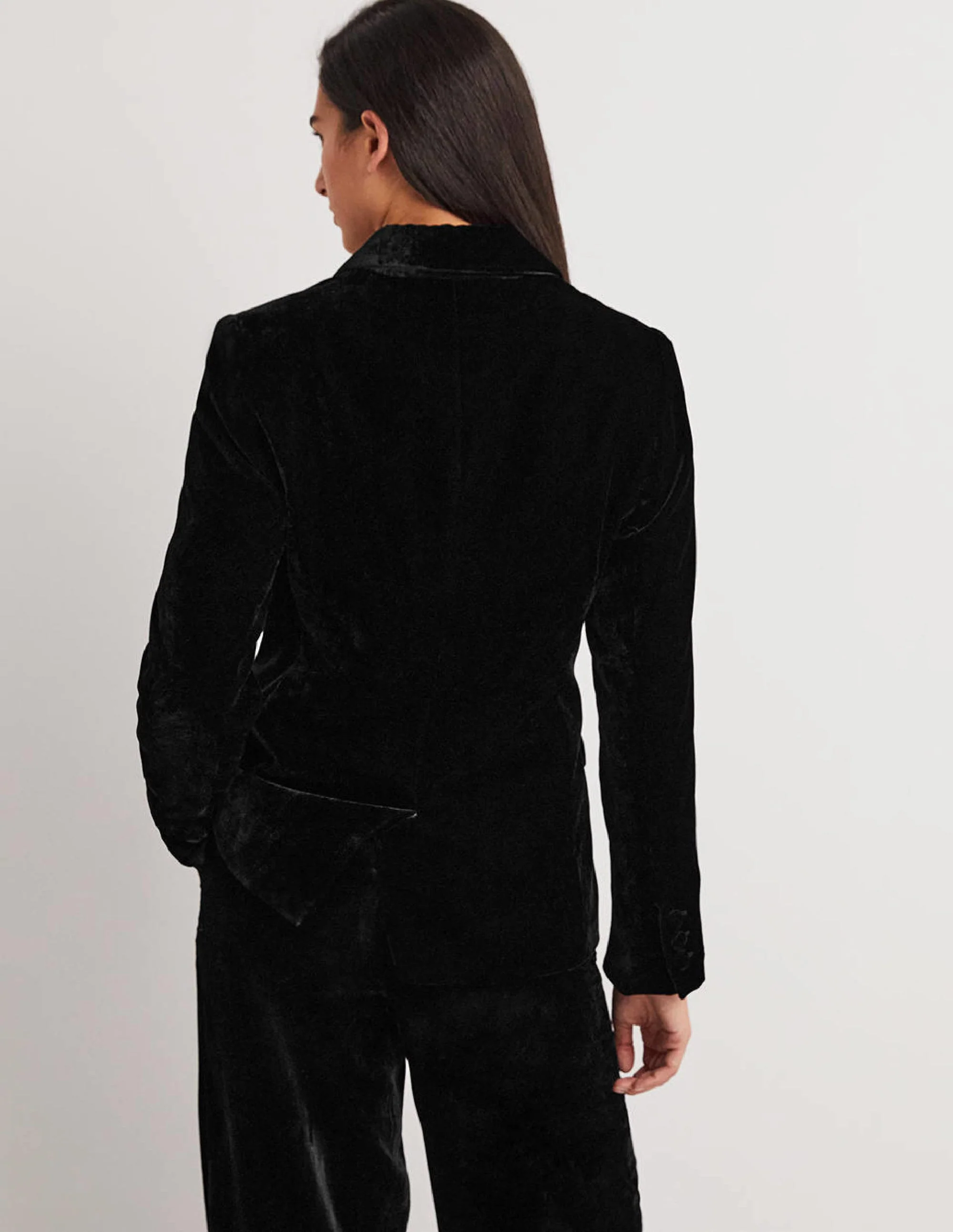 Relaxed Velvet Blazer-Black - Image 3