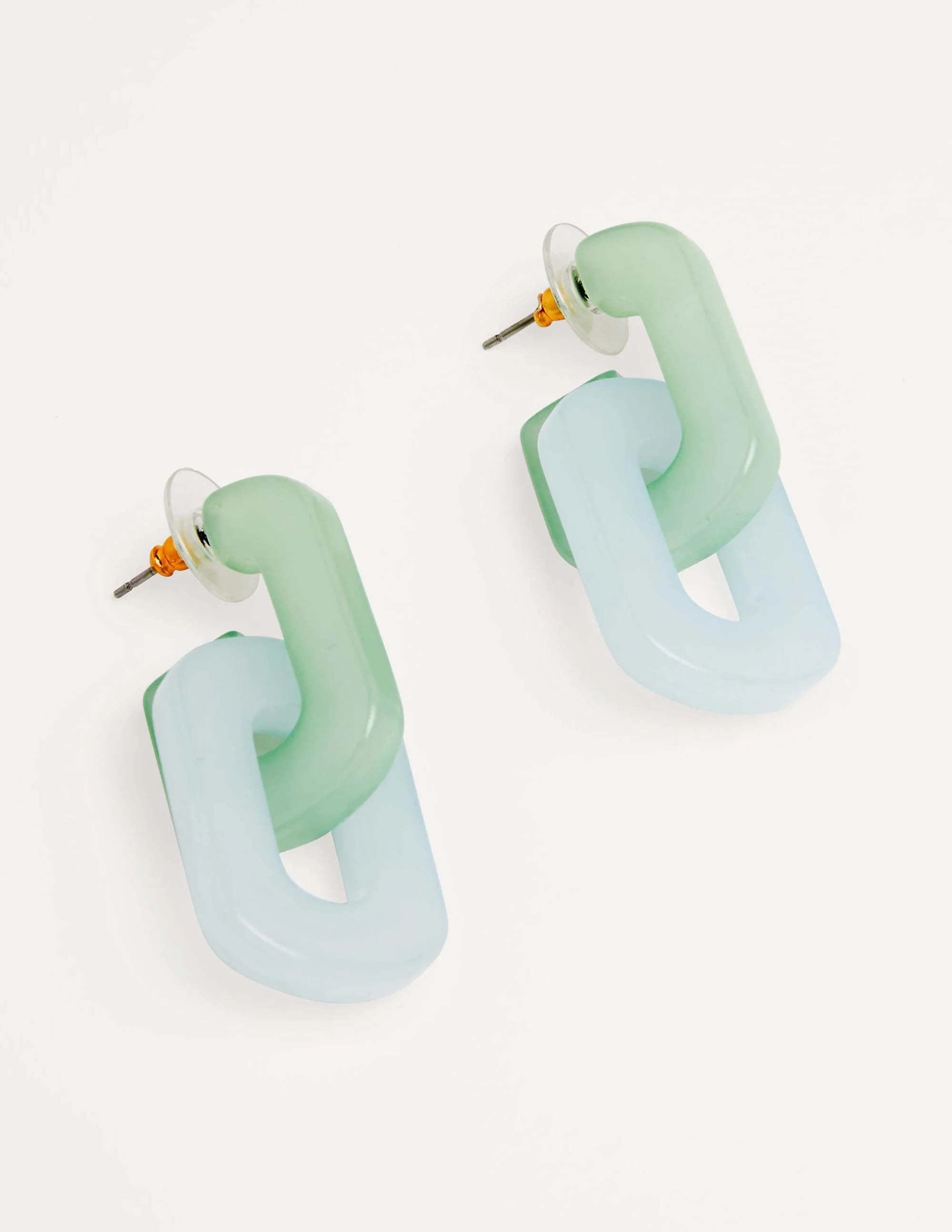 Resin Link Earrings-Emerald Multi