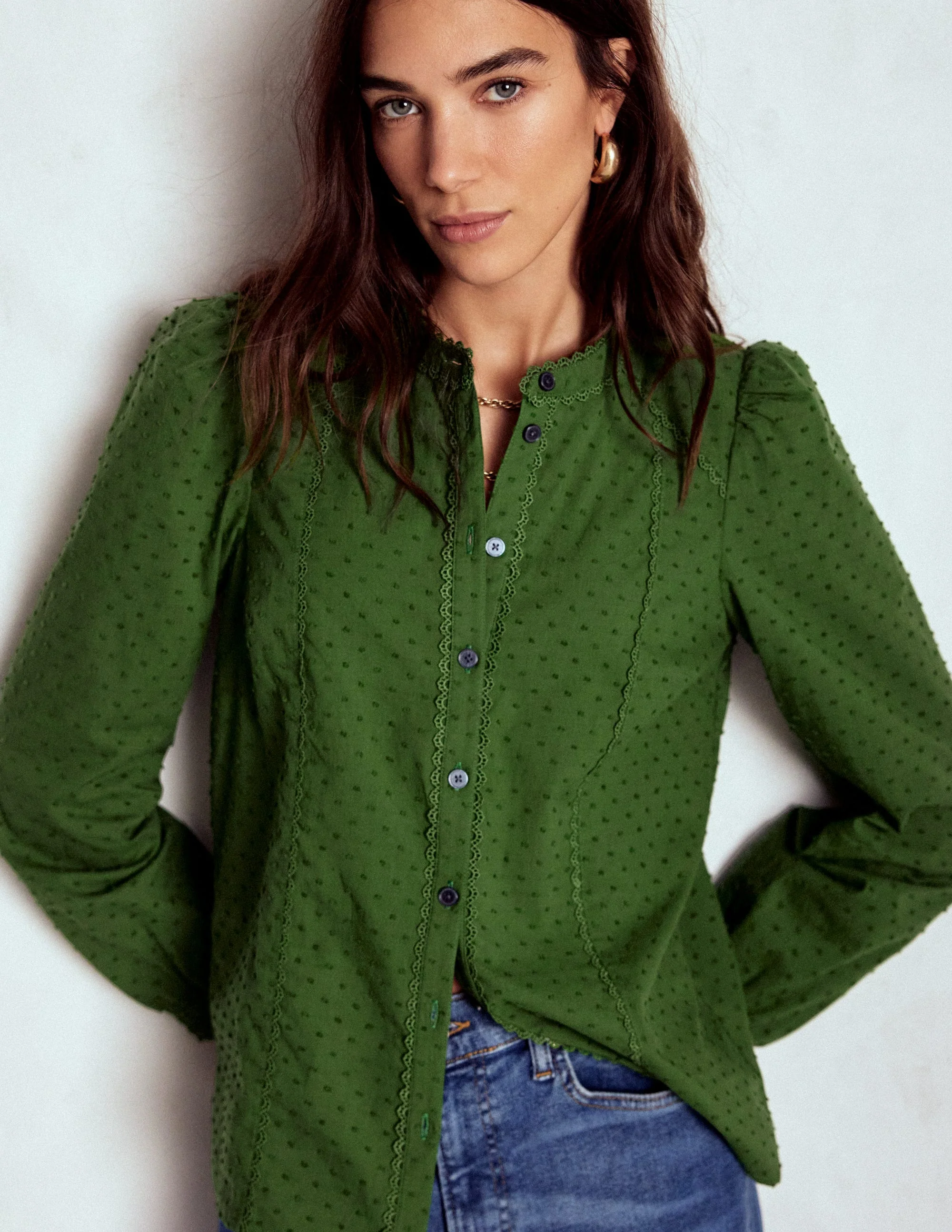 Rhea Cotton Dobby Top-Promenade Green - Image 4