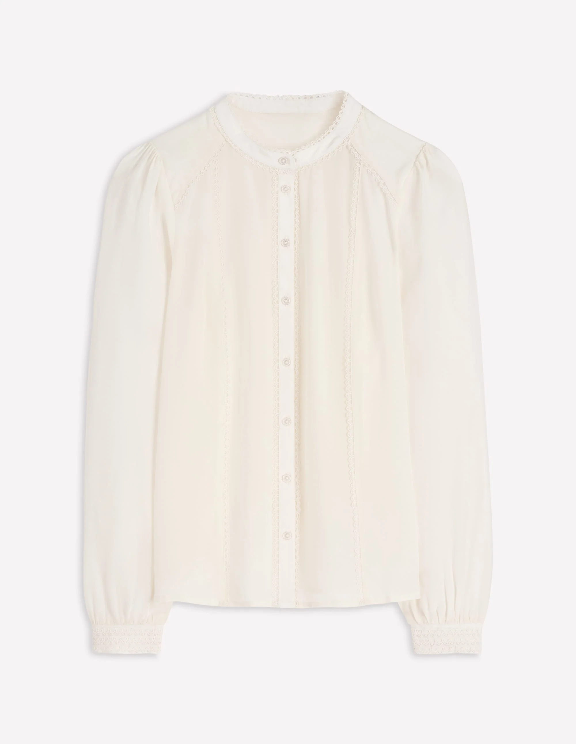 Rhea Trim Detail Silk Top-Ivory - Image 6