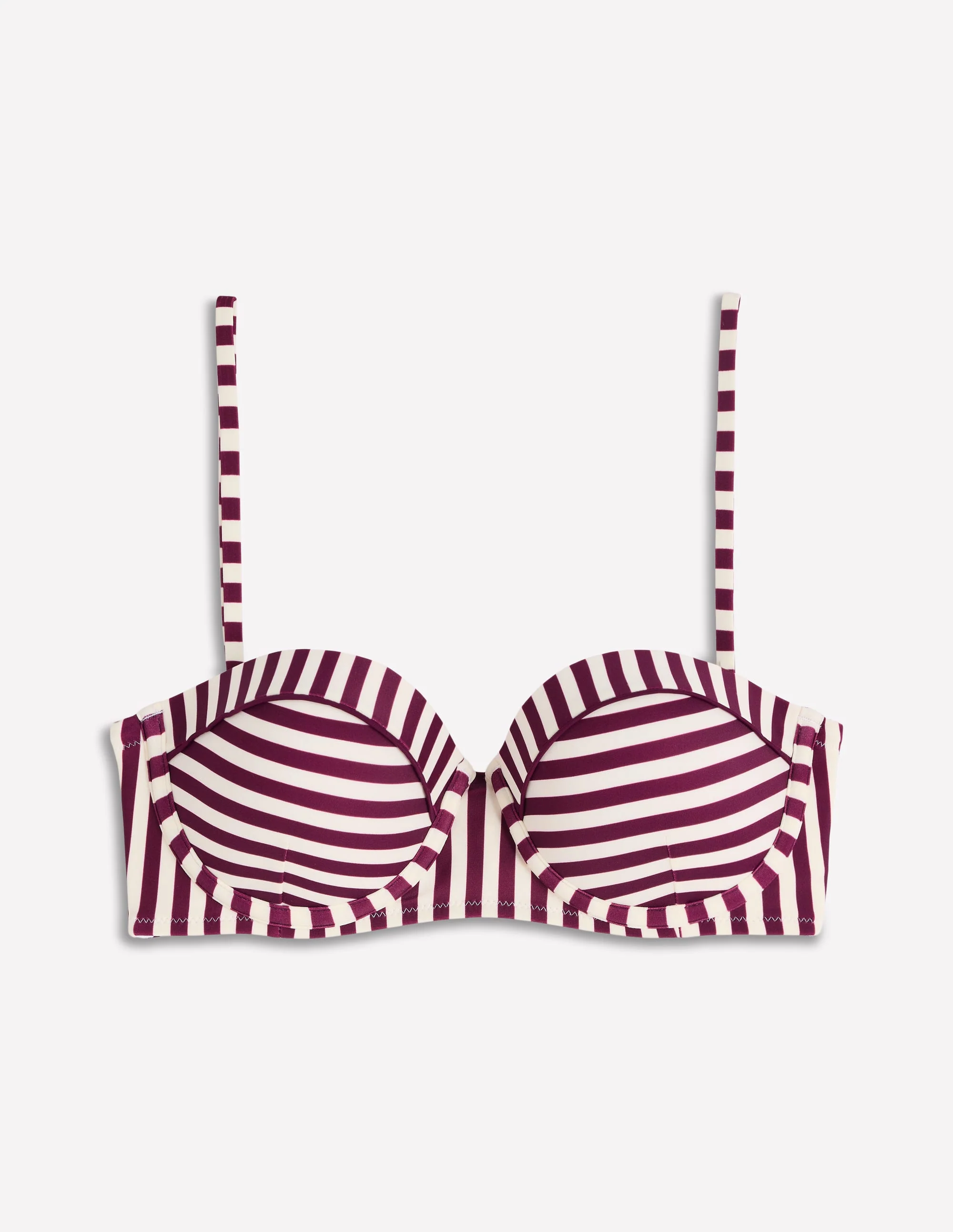 Rhodes Cup Sized Bikini Top-Chocberry, Ivory Stripe - Image 4