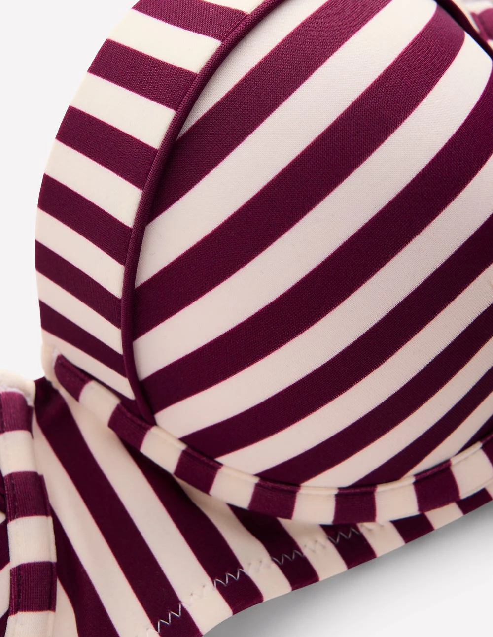 Rhodes Cup Sized Bikini Top-Chocberry, Ivory Stripe - Image 5