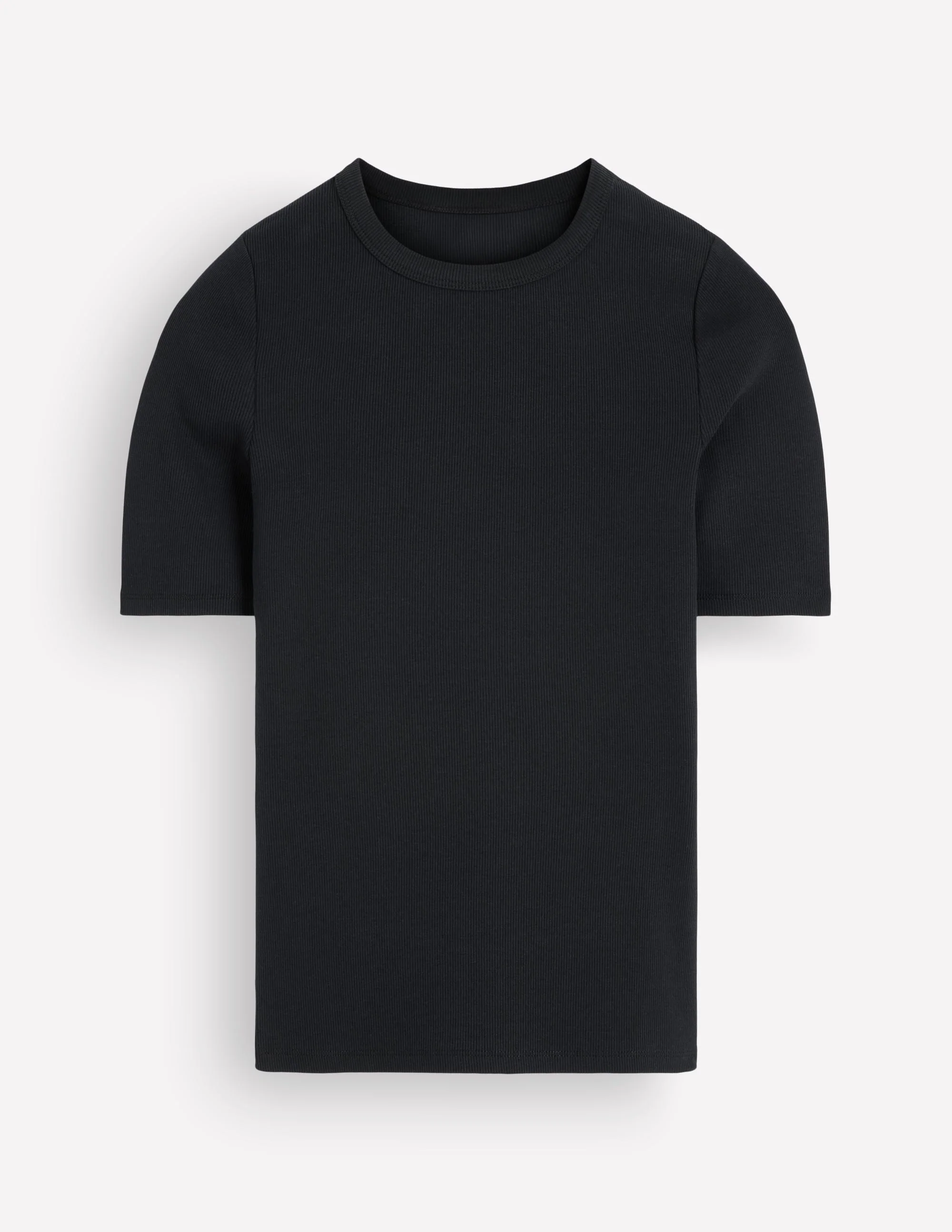 Ribbed Cotton T-Shirt-Black - Image 6