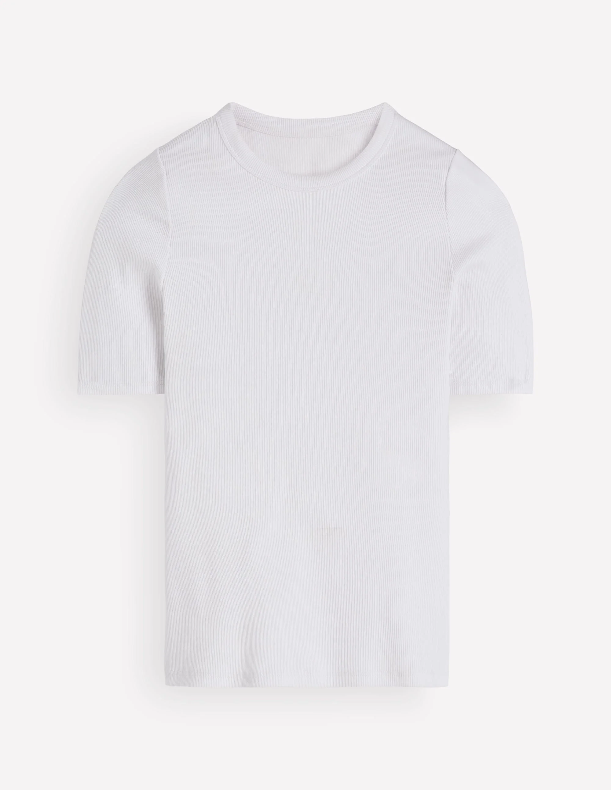 Ribbed Cotton T-Shirt-White - Image 5