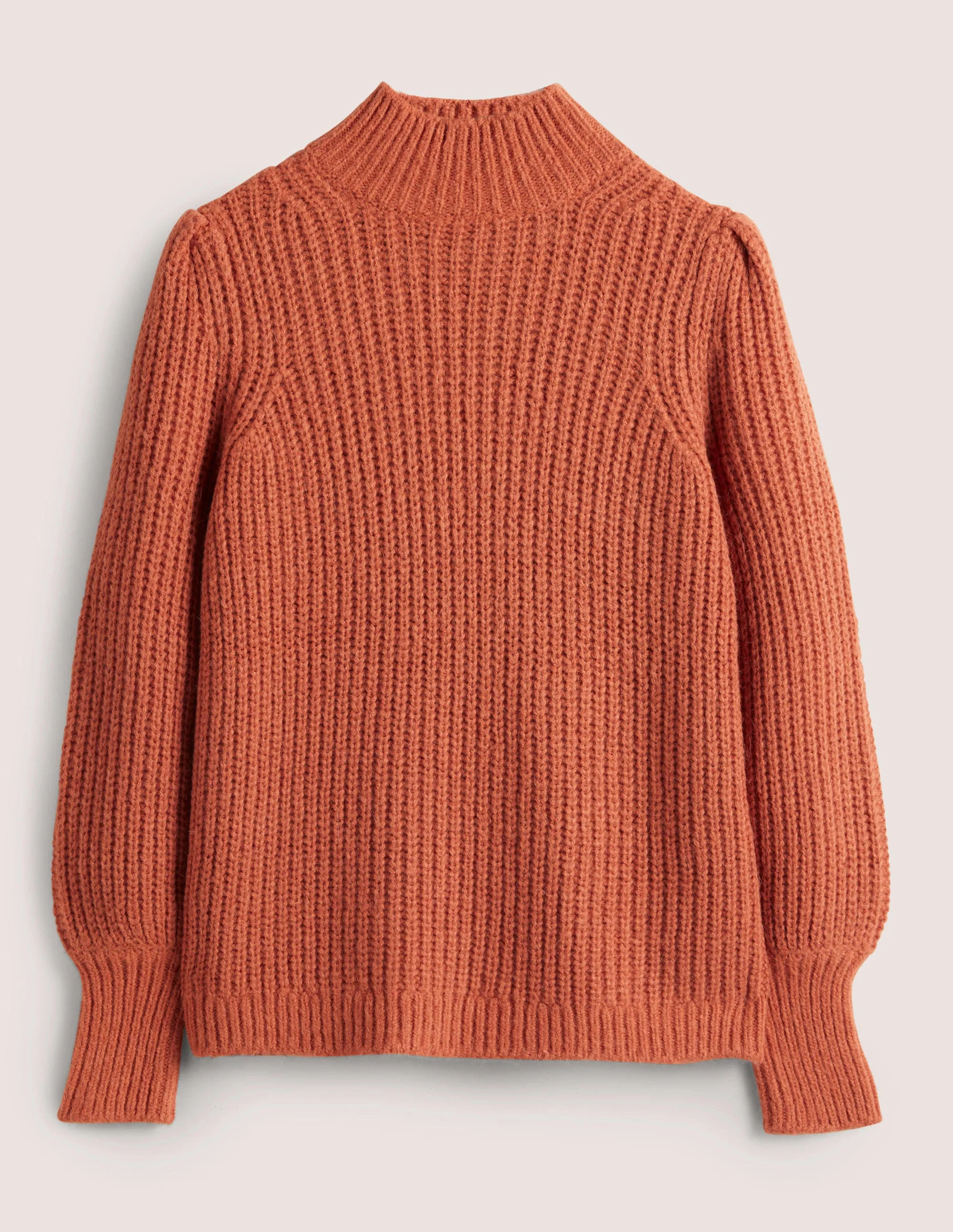 Ribbed Fluffy High Neck Jumper-Cardinal Orange - Image 5