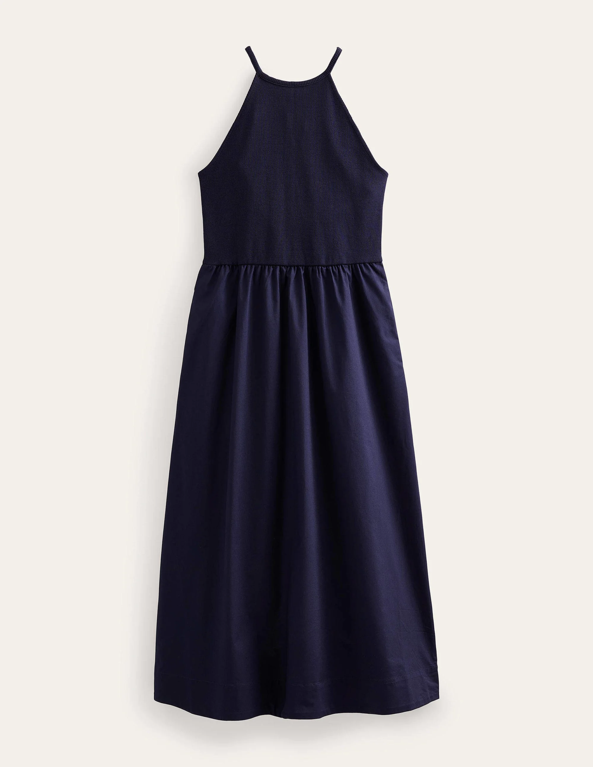 Ribbed Halterneck Midi Dress-Navy - Image 8