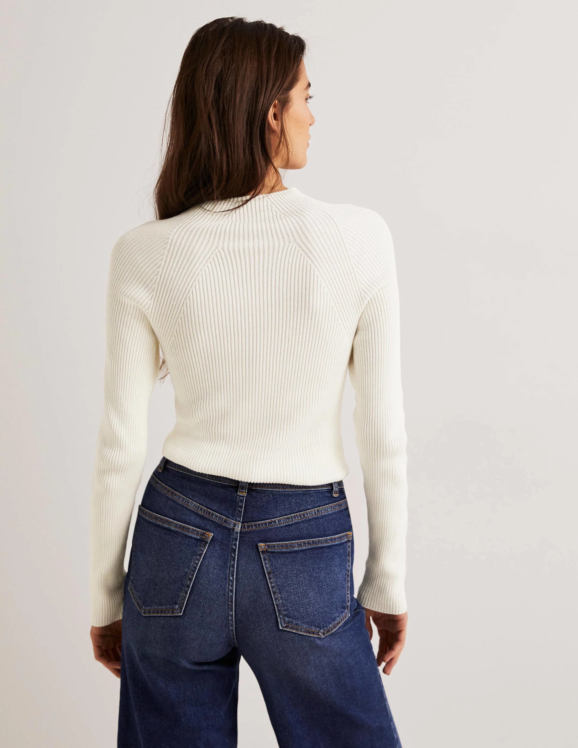 Ribbed High Neck Sweater-Ivory - Image 3