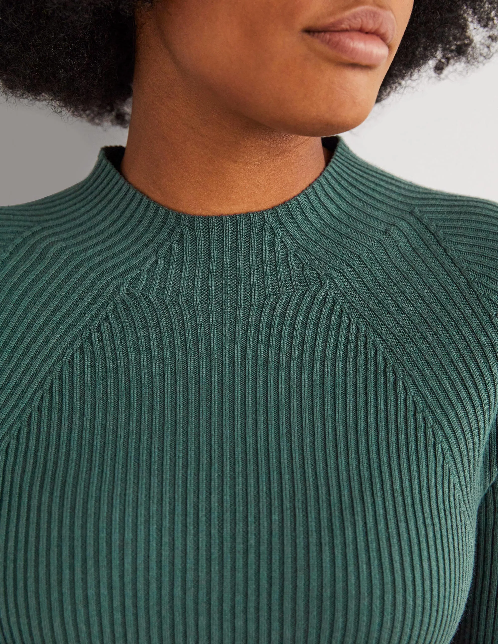 Ribbed High Neck Sweater-Trekking Green - Image 3