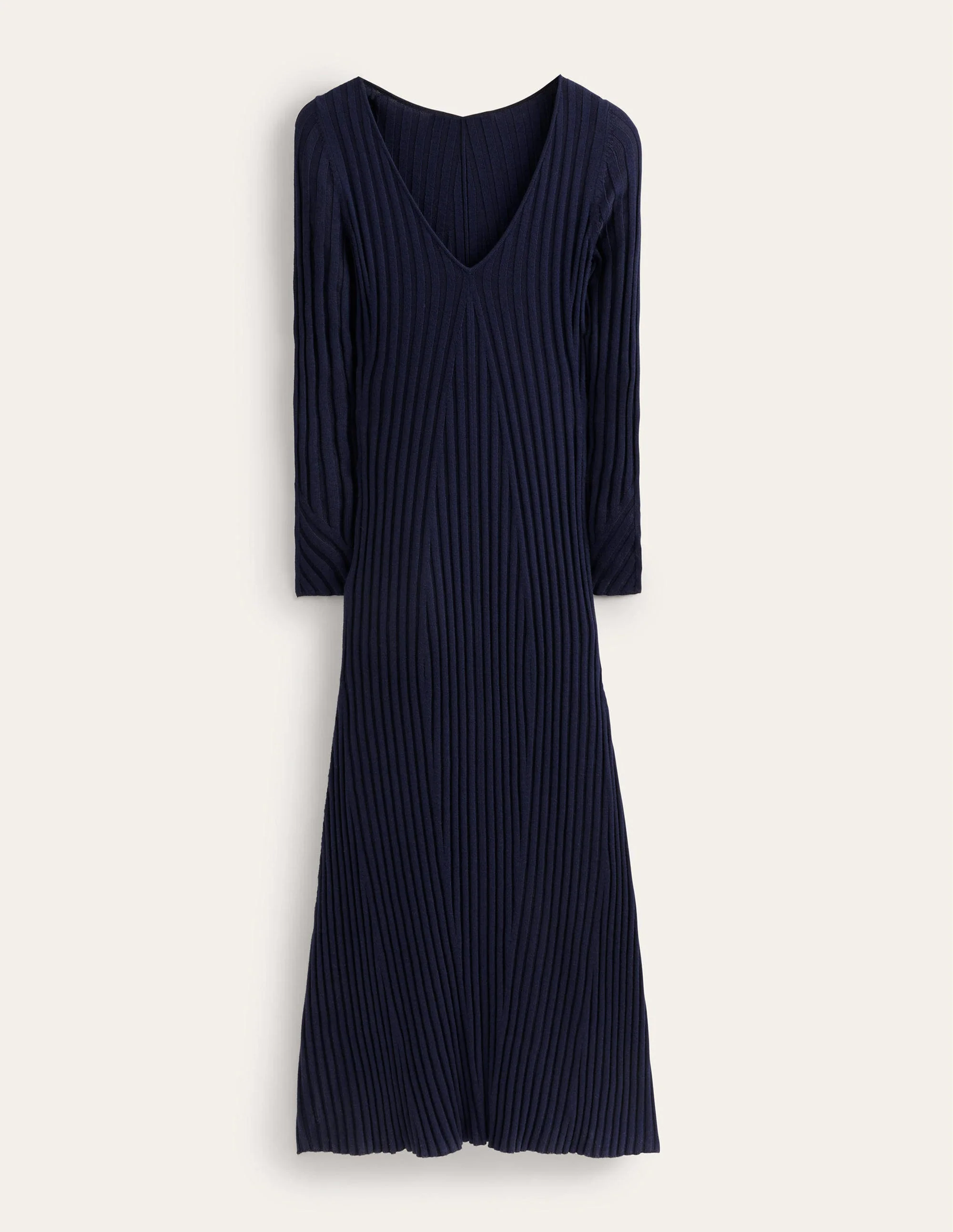 Ribbed Knitted Maxi Dress-Navy - Image 8