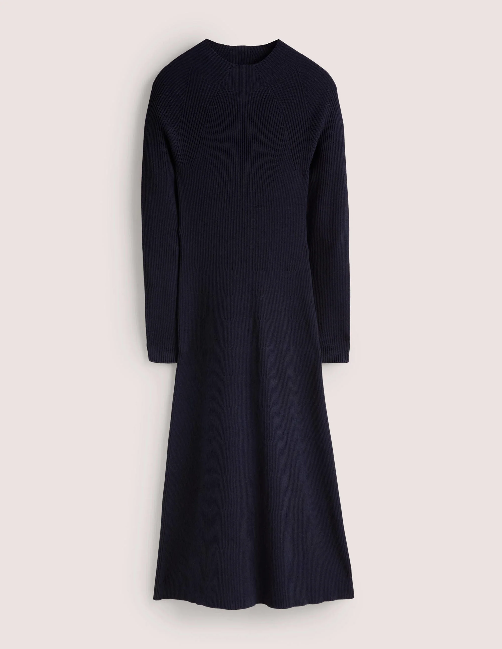 Ribbed Knitted Midi Dress-Navy - Image 5