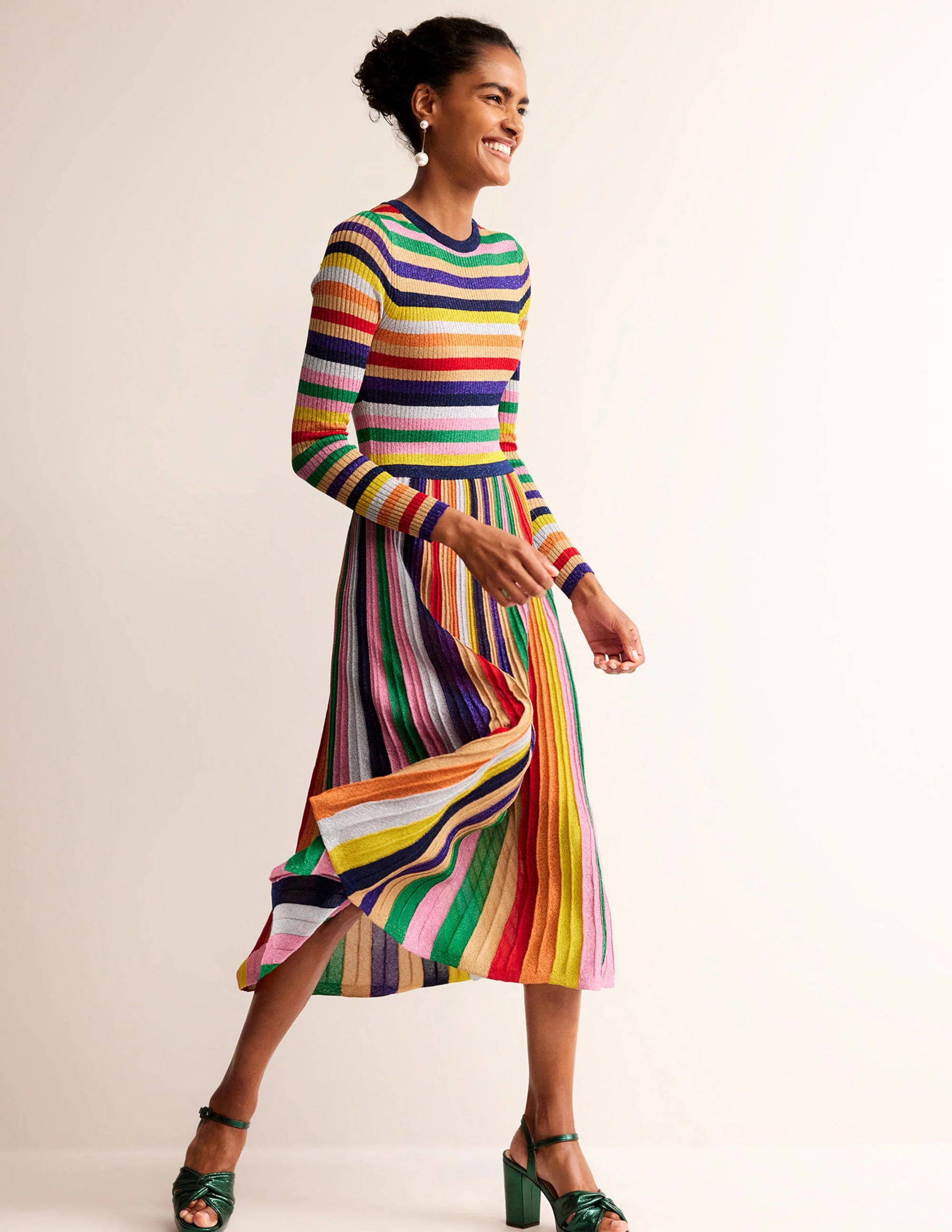 Ribbed Metallic Dress-Multi